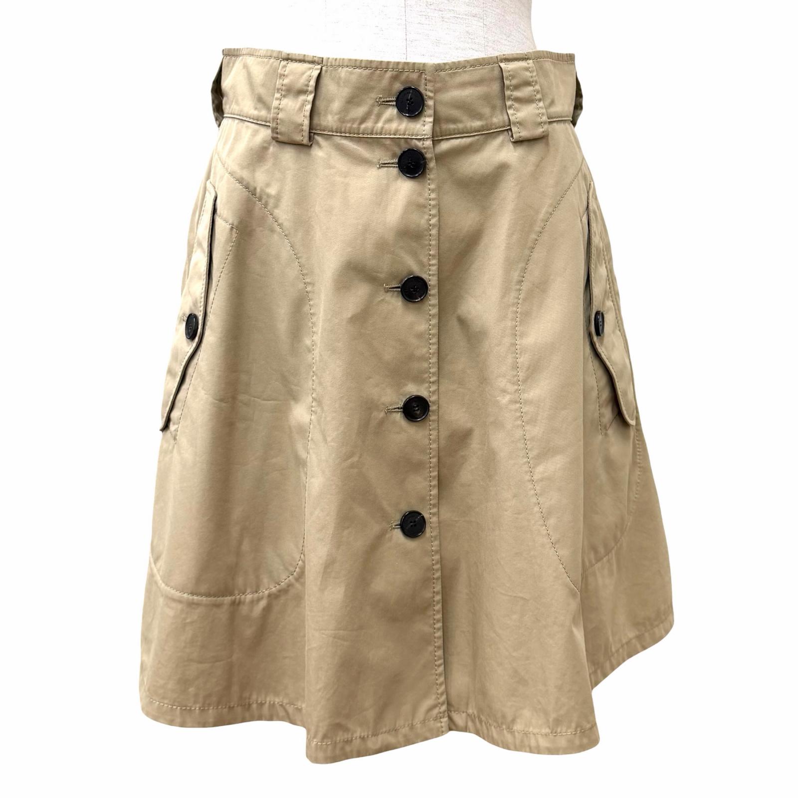 極美品★Christian Dior クリスチャンディオール 247J07A3332 コットン100％ ロゴボタン付 膝丈 フレアスカート ベージュ 42 イタリア製 正規品 レディース 【中古】｜衣類＆ブランドリサイクル GREEN