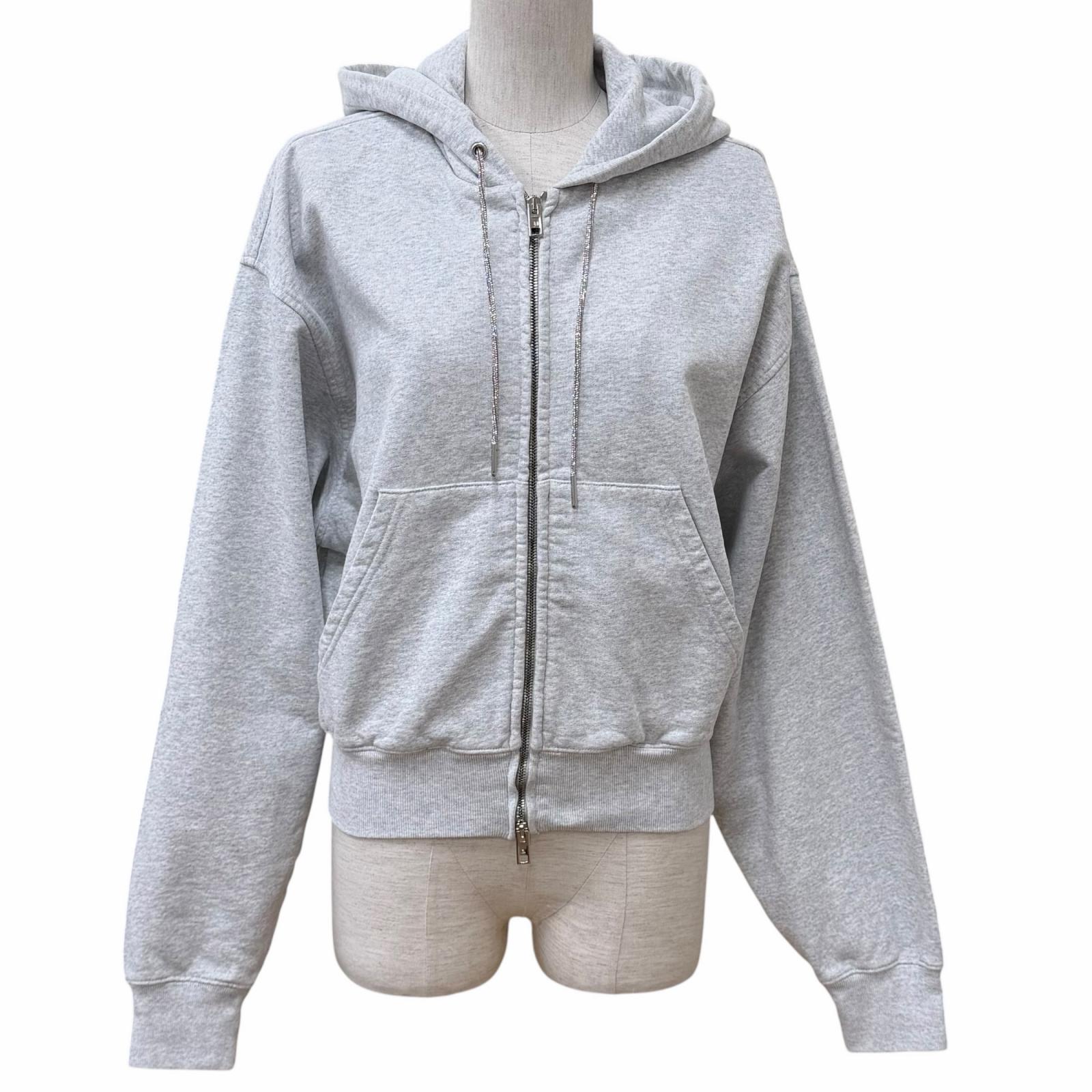 極美品★Alexander Wang アレキサンダーワン 4CC1252112 コットン100% ラインストーン 裏起毛 ZIP UP パーカー グレー XS 正規品 レディース 【中古】|衣類&ブランドリサイクル GREEN
