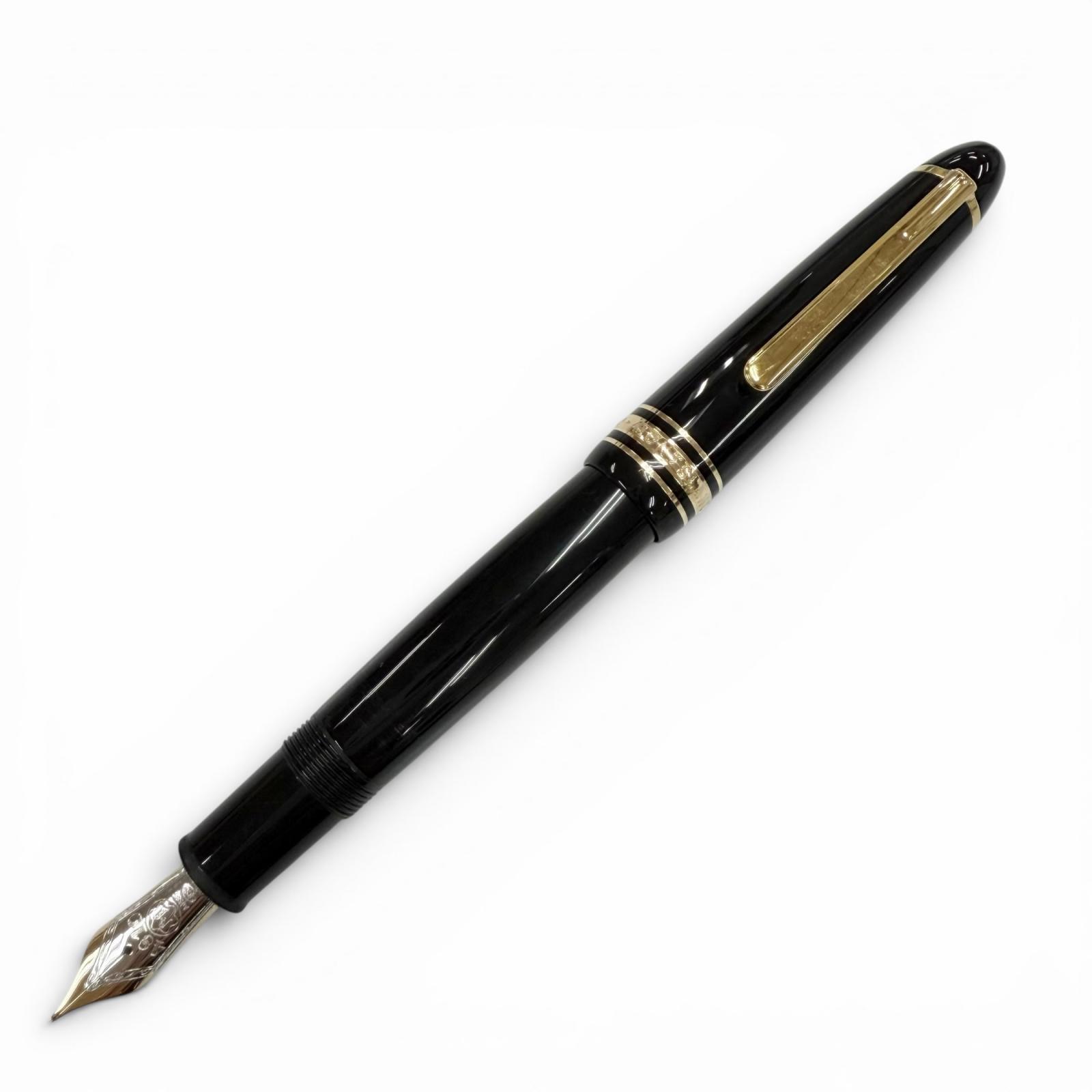 極美品▼MONTBLANC モンブラン マイスターシュテュック 147 旅行家 書き込み先14K Mニブ 白いことはやりっ児 筆 黒いこと ゴールド ＦＲＧ製 メンズ 【中古】
