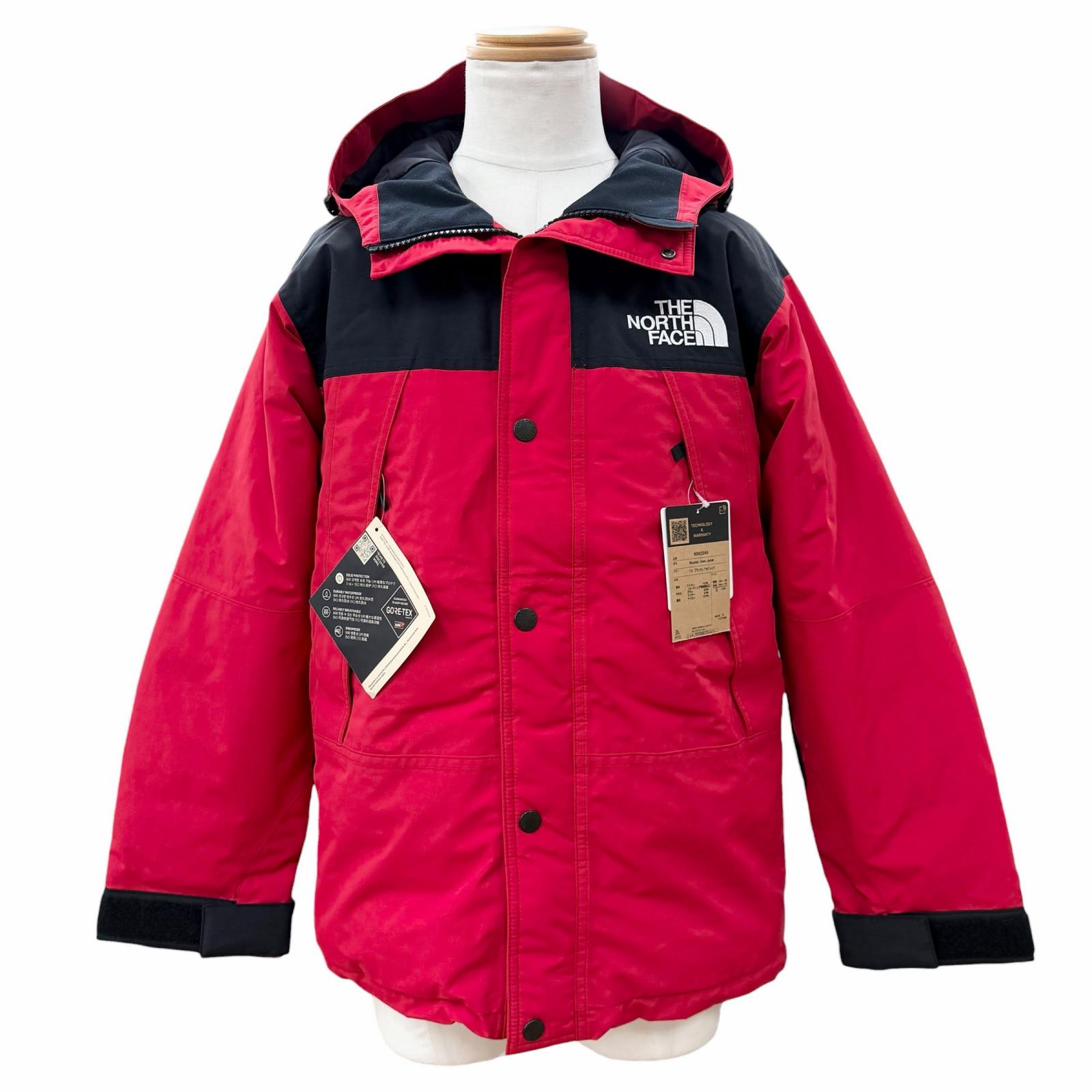 未当て嵌める品▼THE NORTH FACE ザ・ノースフェイス ND92549 Mountain Down Jacket GORE-TEX ロゴタイプ刺しゅう フーデッド ダブルジップアップ 落ちこむ上衣 赤いこと 黒いこと S 定め事品 メンズ  【中古】
