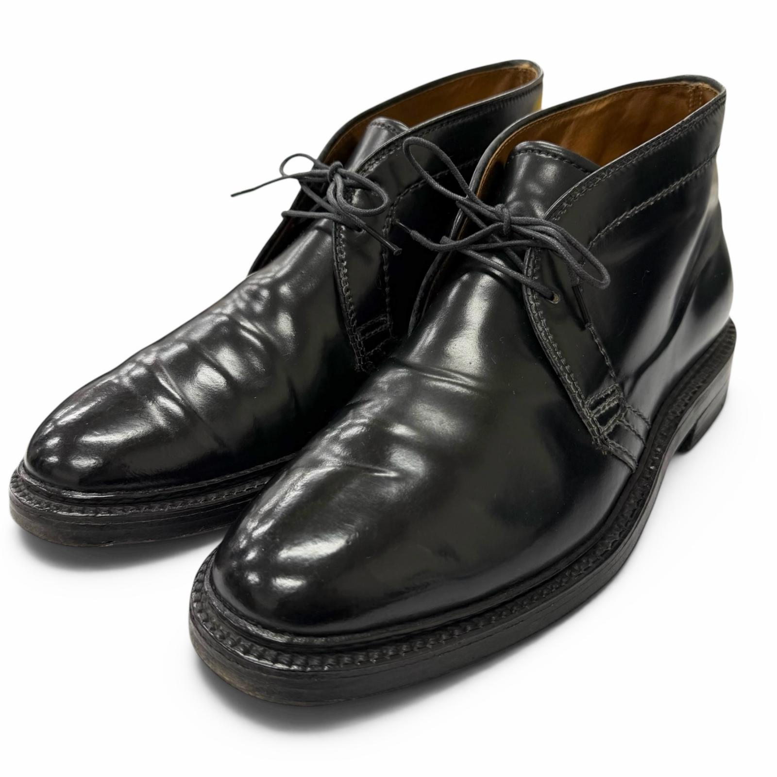 美品□ALDEN オールデン 1340 コードバン なめし革 スピード競技繰り上げる チャッカブーツ アンクルブーツ 黒いこと 5.5 USA製 メンズオススメ◎【中古】