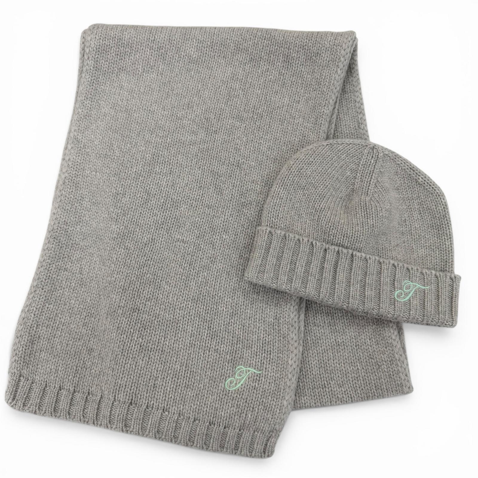 未当て嵌める品☆TIFFANY\u0026Co. ティファニー カシミール100％ えり巻き・編み物旗がしら 2点書き割り 薄墨色 イタリア製 レディース 箱付き添い人 【中古】