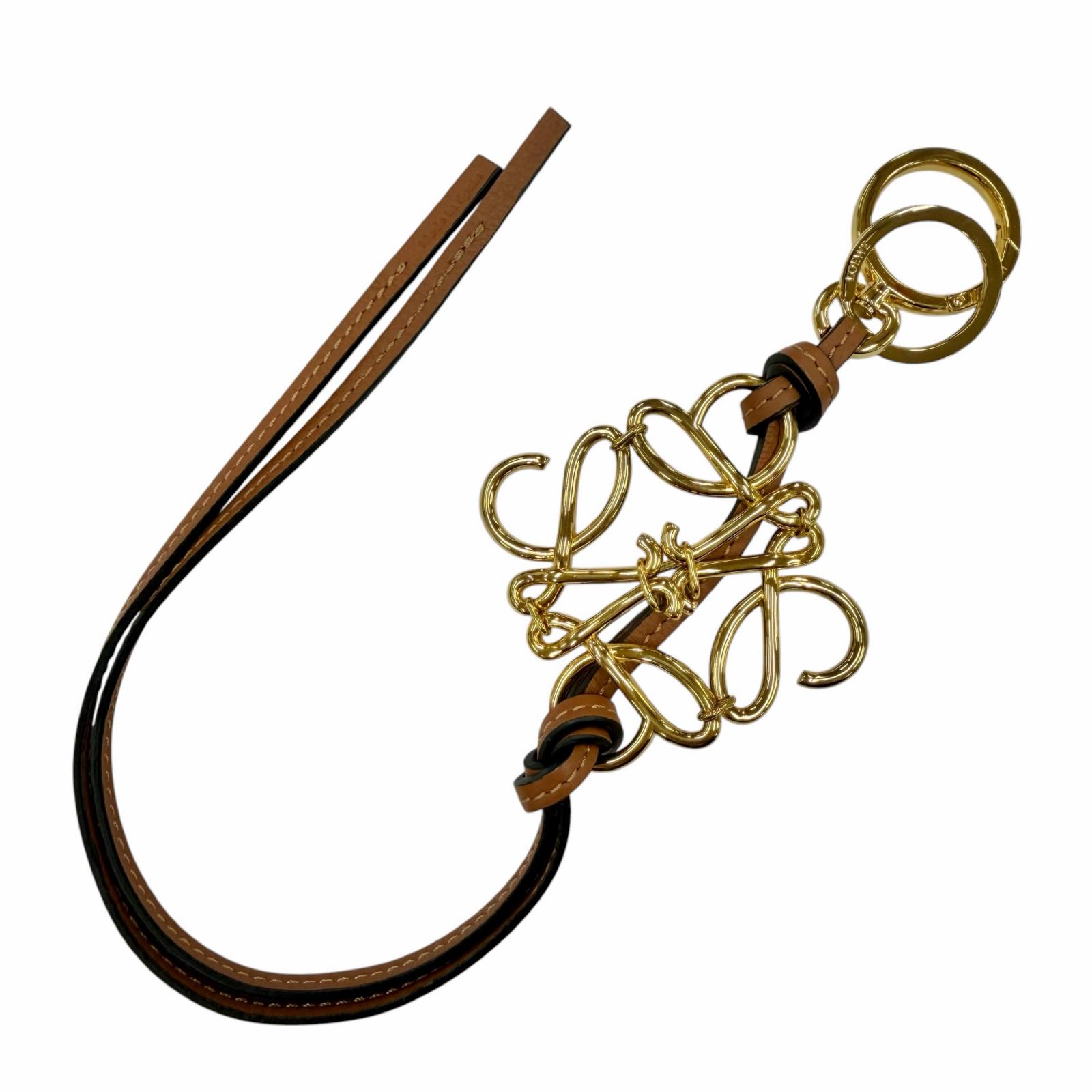 美品◇LOEWE ロエベ C821232X01 クラシックカーフ タン アナ瓦  キーホルダー 御徒面子惹きつける ゴールド金具 エスパニア製 レディース 箱・保護すること袋付き添い人 【中古】