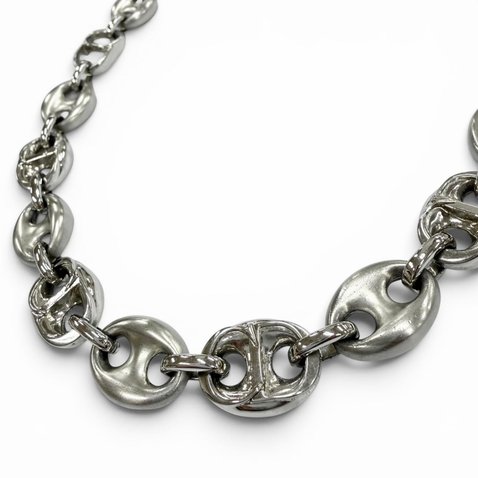 美品▼DIOR クリスチャンディオール オム CDチェーン店 繋がり 首飾り しろがね色 引っ敷きしろがね色 メンズ レディース 付属物 【中古】