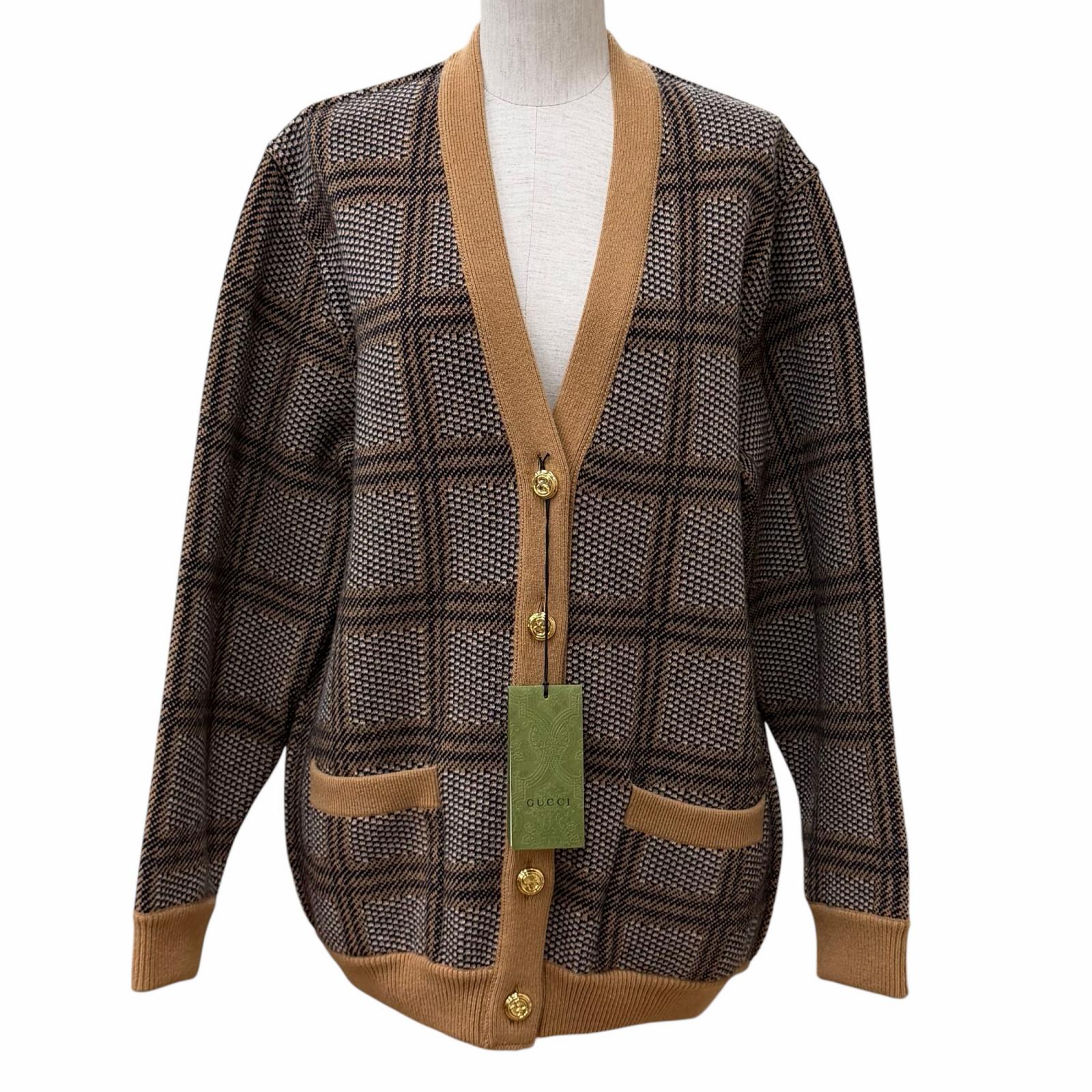 未当て嵌める品★GUCCI グッチ 773903 羊毛混 リヴァーシブル 照合のしるし ジャンボGG 大層らしい大きさ 編み物 ジレー 赤銅色 XS イタリア製 定め事品 レディース  【中古】