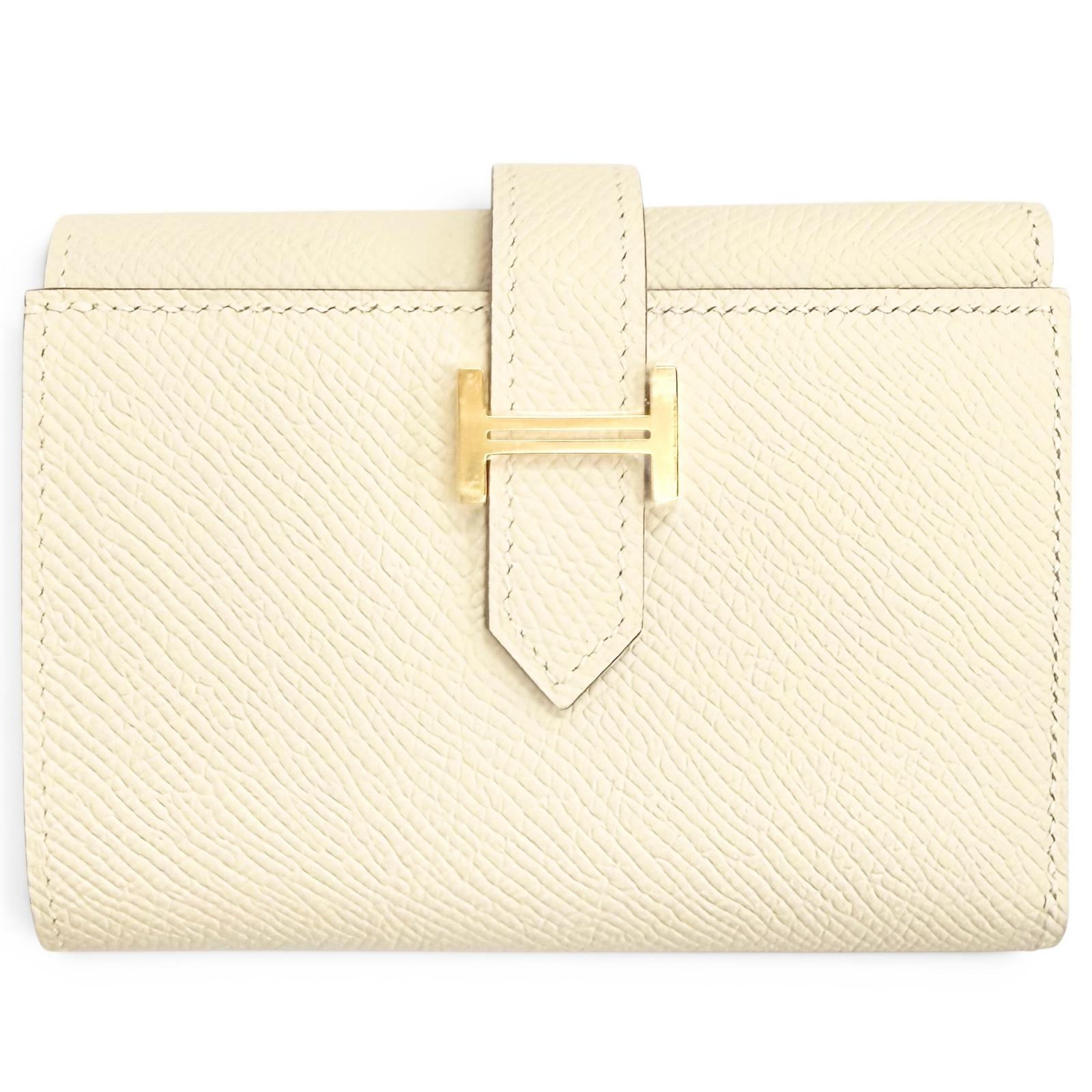 未当て嵌める品△HERMES エルメス ベアンコンビネ ヴェルソ ヴォーエプソン クレ ゴールド ゴールド金具 三つ折り金入れ W目じるし フランス共和国製 レディース 箱付き添い人 大人気 オススメ◎ 【中古】