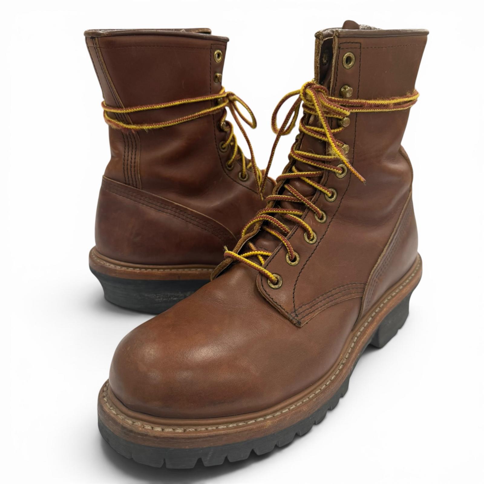 良品▼RED WING レッドウィング 4418 STEEL TOE スチールトゥ レザー レースアップ ロガーブーツ ワークブーツ ブラウン 8.5 USA製 メンズ 【中古】｜衣類＆ブランドリサイクル GREEN