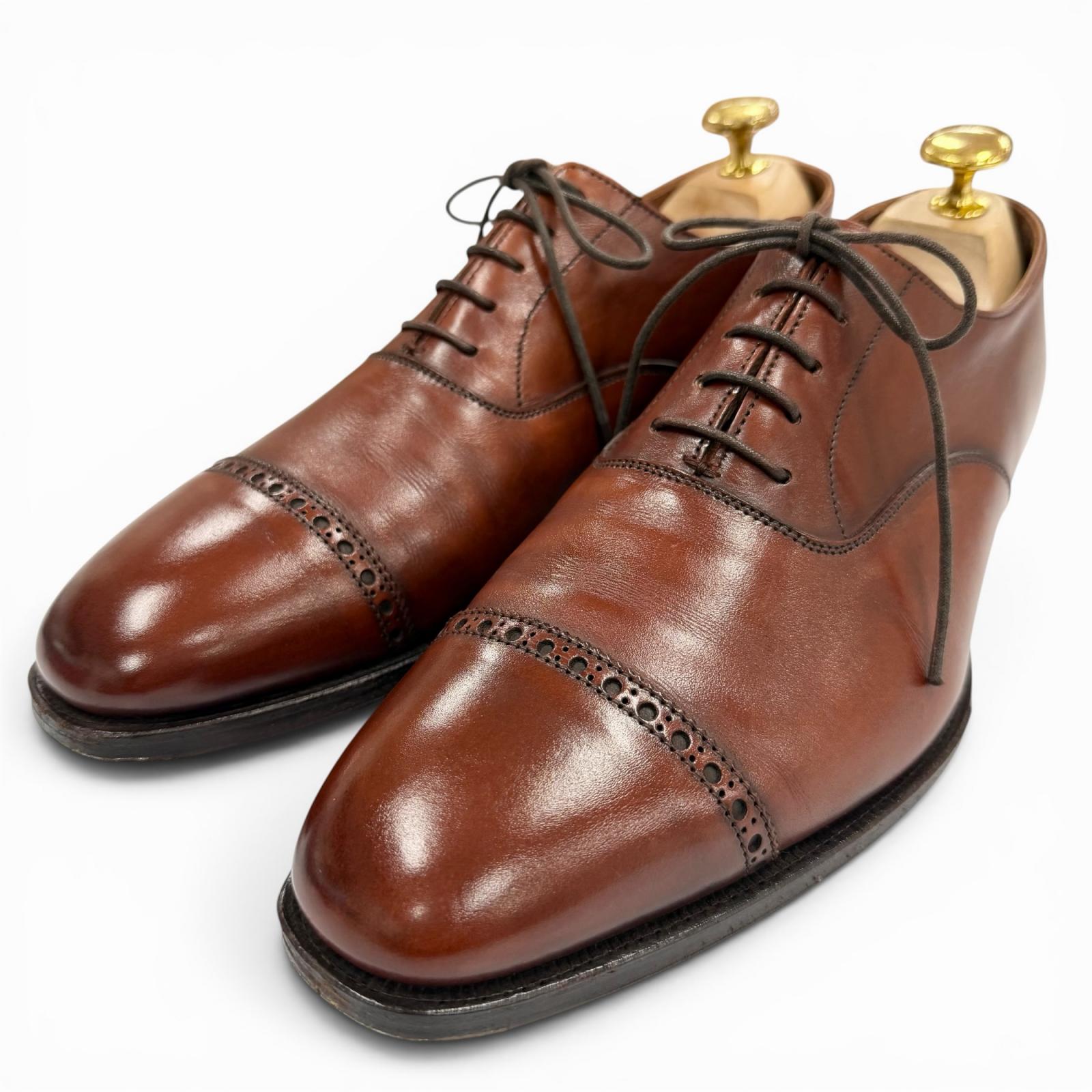 【ドンドン思いなおす】美品▼CROCKETT\u0026JONES クロケットアンドジョーンズ Belgrave 引っ切りない心付け スピード競技繰り上げる 内羽毛 なめし革シューズ 赤銅色 6 イングランド製 メンズ 【中古】