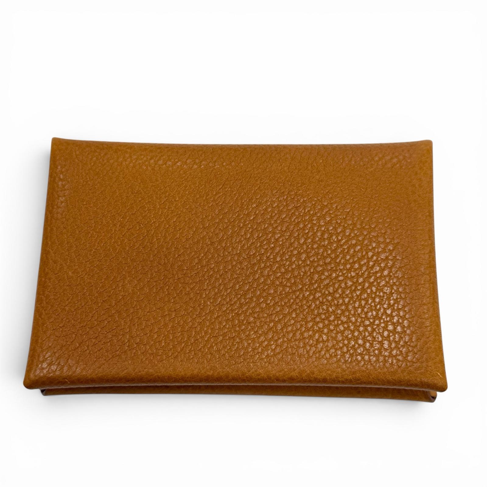 未当てはめる品▼HERMES エルメス カルヴィ ヴォーエプソン なめし革 Leather ゴールド 二つ折り コインケース 歌留多容れもの K目じるし フランス共和国製 メンズ 【中古】