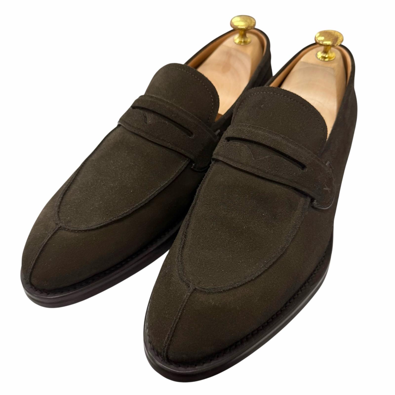 極美品□LOUIS VUITTON ルイヴィトン 2025年製 ソルボンヌ・置き目毛皮 スウェードレザー GOODYEAR FLEX モカシン 濃灰色系 8 イタリア製 メンズ 箱・保護すること袋付き添い人 【中古】
