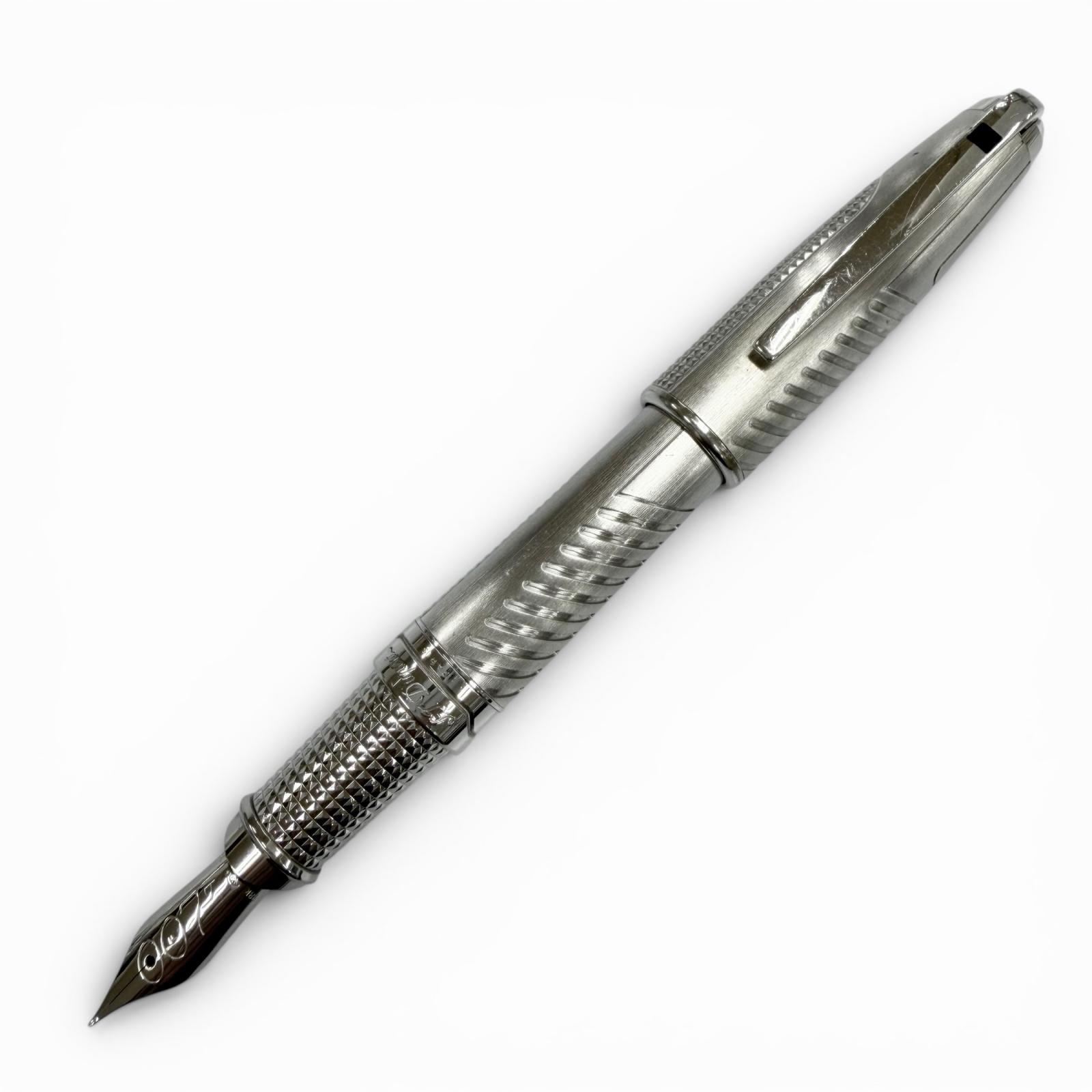 良品▼Dupont デュポン ウィリアム・ジェームズ公債証書 007 リミテッドエディション 書きもの先18K Fニブ 筆 しろがね色 メンズ 【中古】