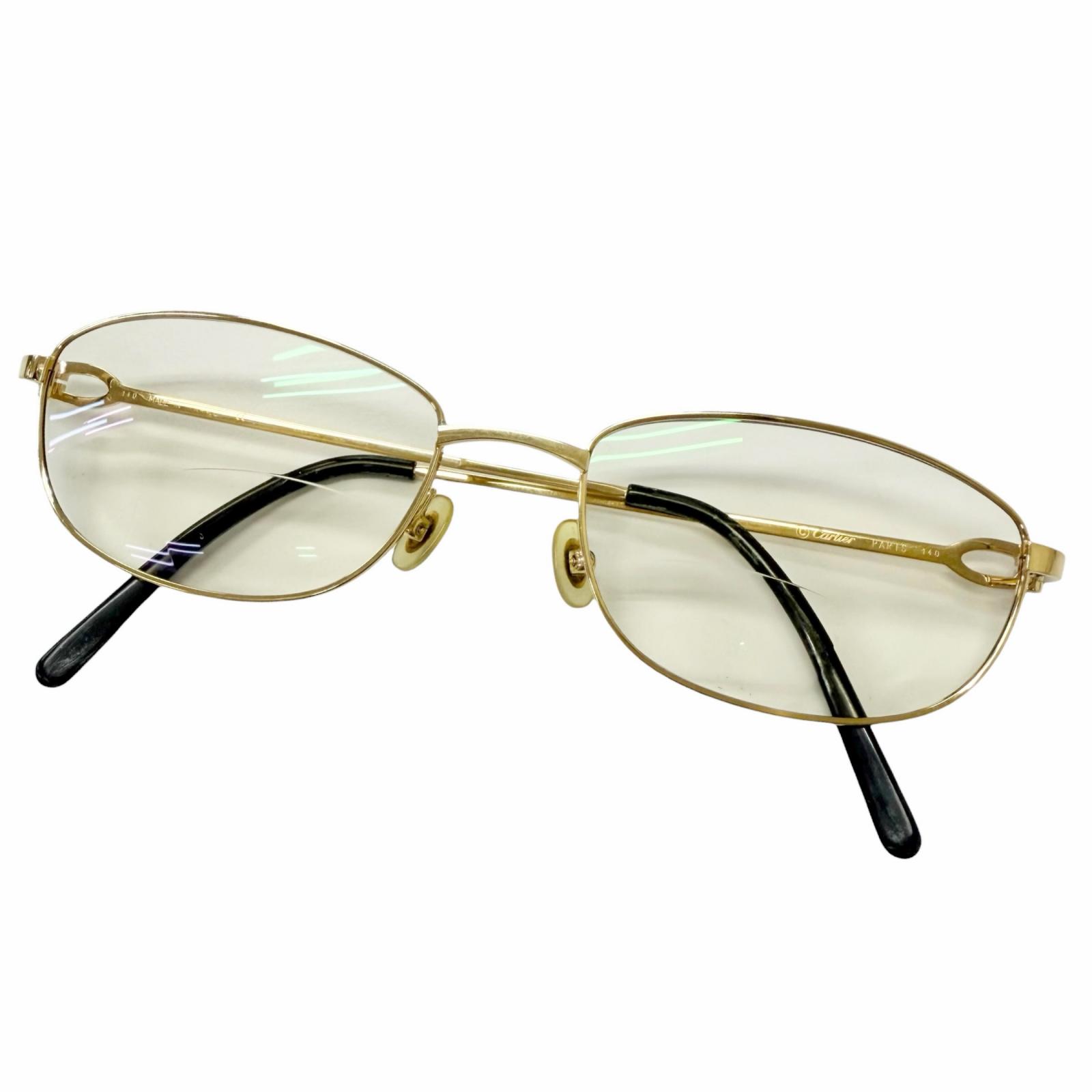良品□Cartier カルティエ 2Cデコール スクエアフレーム メガネ 眼鏡 アイウェア ゴールド ブラック 54□18 度入り フランス製 メンズ【中古】|衣類&ブランドリサイクル GREEN