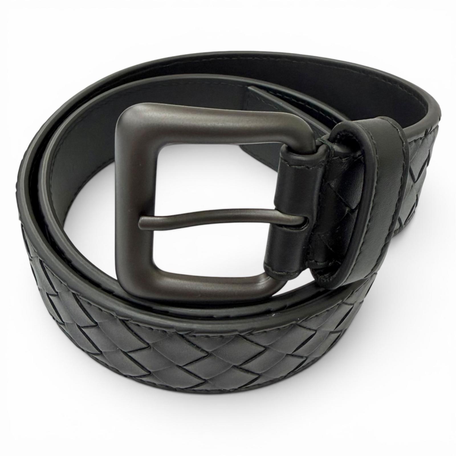 極美品□BOTTEGAVENETA ボッテガヴェネタ 271932 イントレチャート なめし革胴締め 黒いこと 80コマーシャル32IN イタリア製 メンズ 箱・保護すること袋付き添い人【中古】