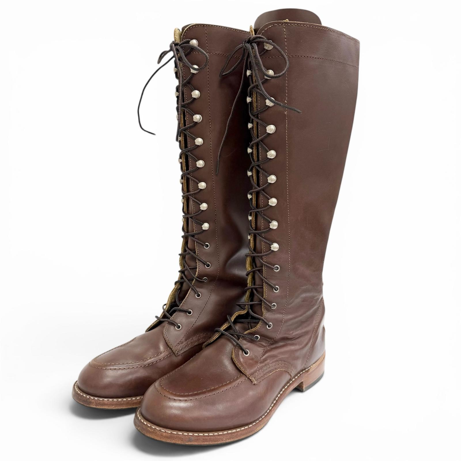 良品△RED WING レッドウィング 3386 GLORIA グロリア マホガニー オロイジナル スピード競技引きあげる なめし革 ロングブーツ 赤銅色 9B 26糎 USA製 レディース 【中古】