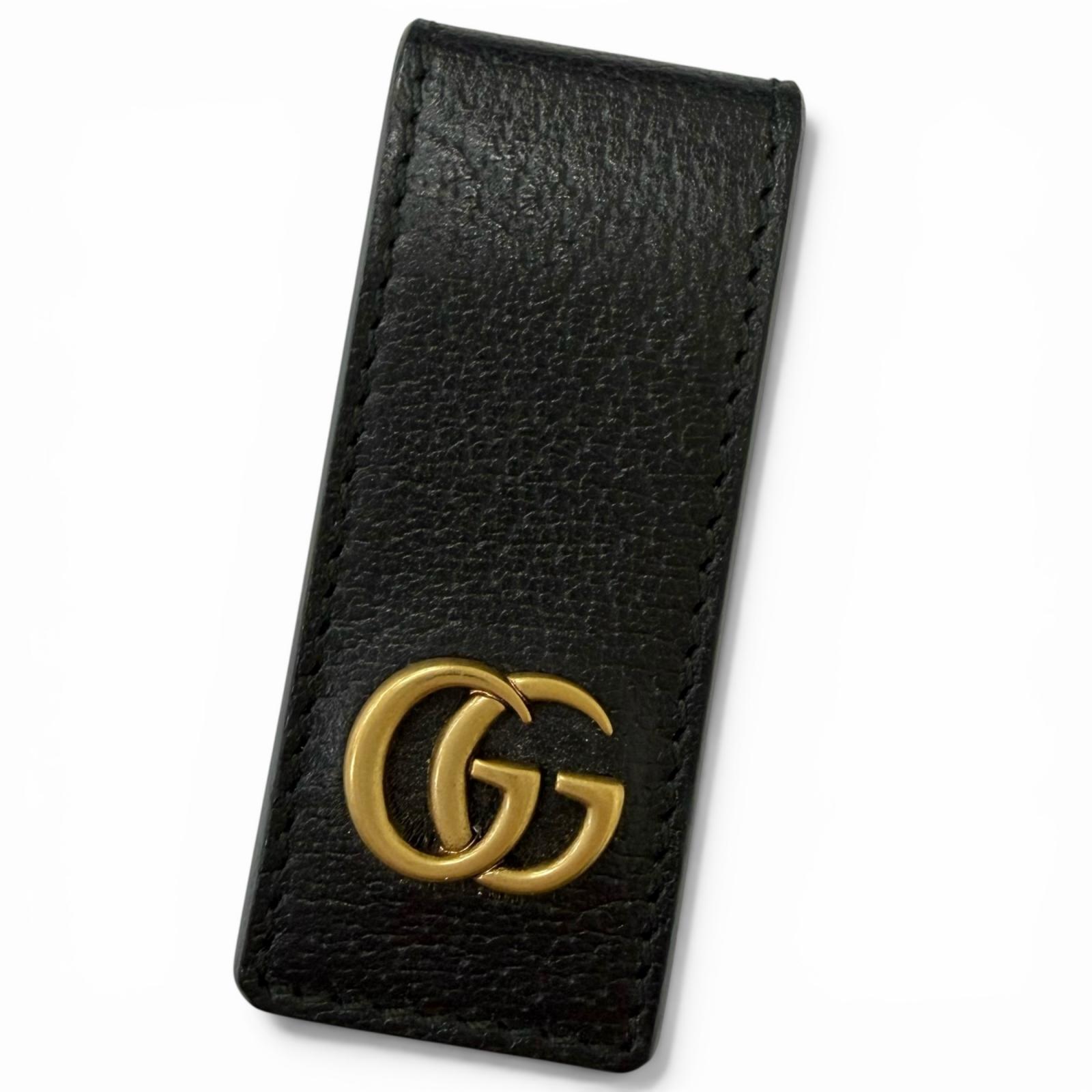 美品□GUCCI グッチ 522885 レザー GGマーモント ロゴゴールド金具 札ばさみ マネークリップ 財布 ブラック イタリア製 メンズオススメ◎【中古】|衣類&ブランドリサイクル GREEN