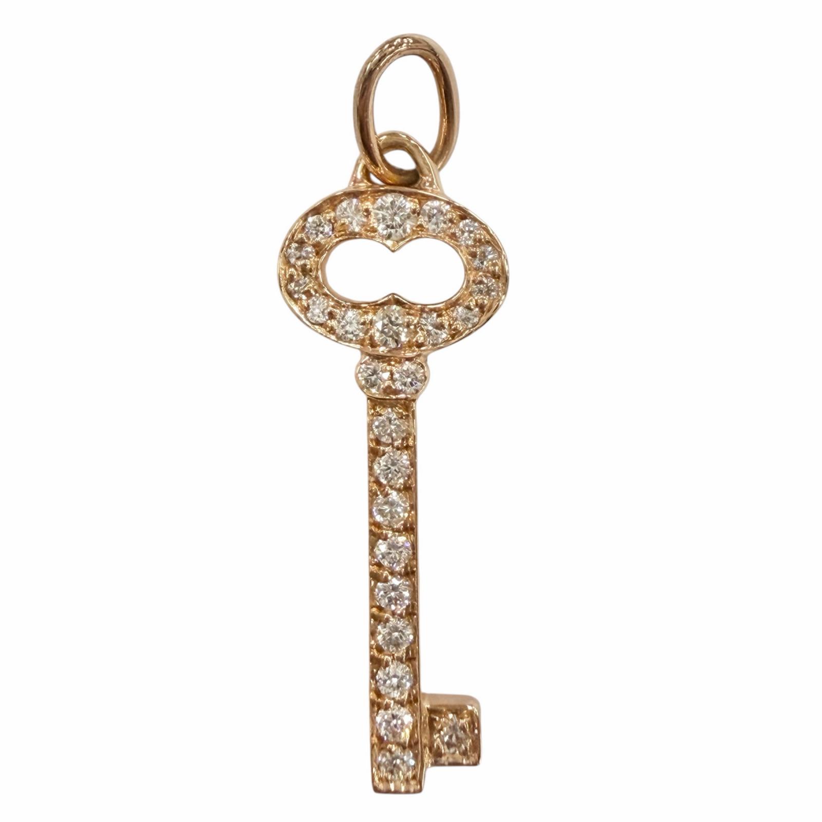 極美品◇TIFFANY&Co. ティファニー ヴィンテージ オーバルキー ミニ ダイヤモンド26P 750(PG) ペンダントトップ ピンクゴールド 重量1.2g レディース 【中古】｜衣類＆ブランドリサイクル GREEN