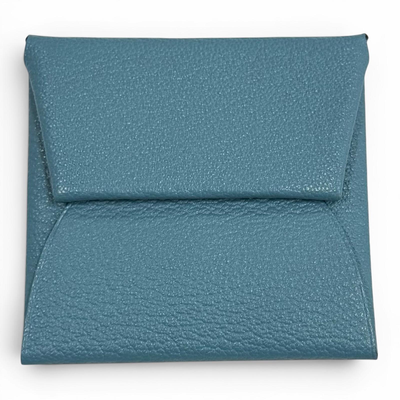 美品★HERMES エルメス バスティア ヴェルソ ニューデニムブルー ハバナ シェーブル しろがね色金具 コインケース W目じるし フランス共和国製 レディース 【中古】