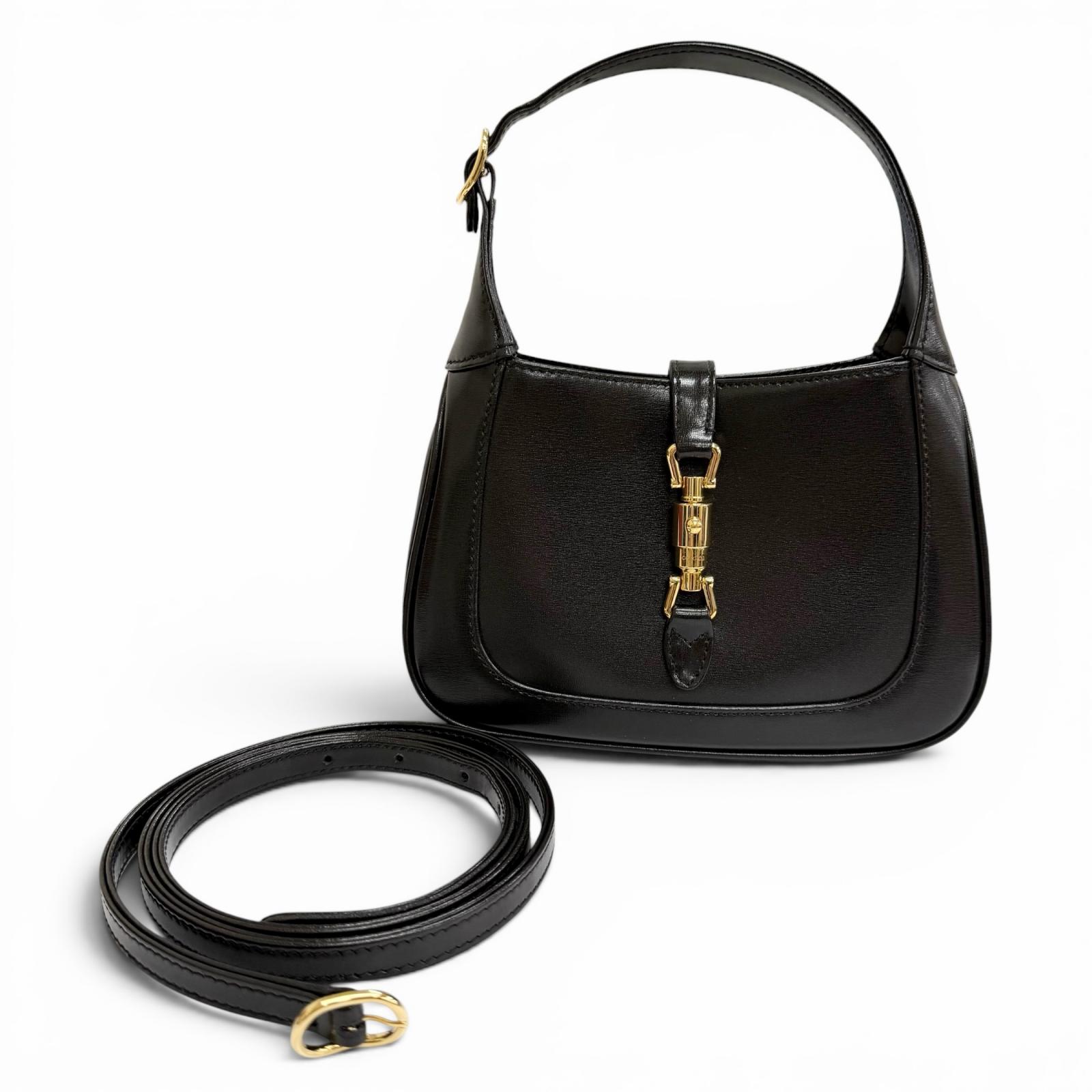 美品△GUCCI グッチ 637091 ジャッキー 1961 ミニ ショルダーバッグ なめし革 2WAY ハンドバック 黒いこと ゴールド金具 イタリア製 レディース 箱・保護すること袋付き添い人 【中古】