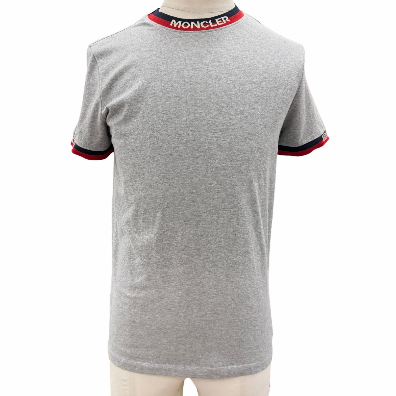 美品□MONCLER モンク軌跡 MAGLIA T-SHIRT トリコロール 遊撃手衣袂 半袖 ラグランＴシャツ カットソー 薄墨色 XS 定め事品 メンズ 【中古】
