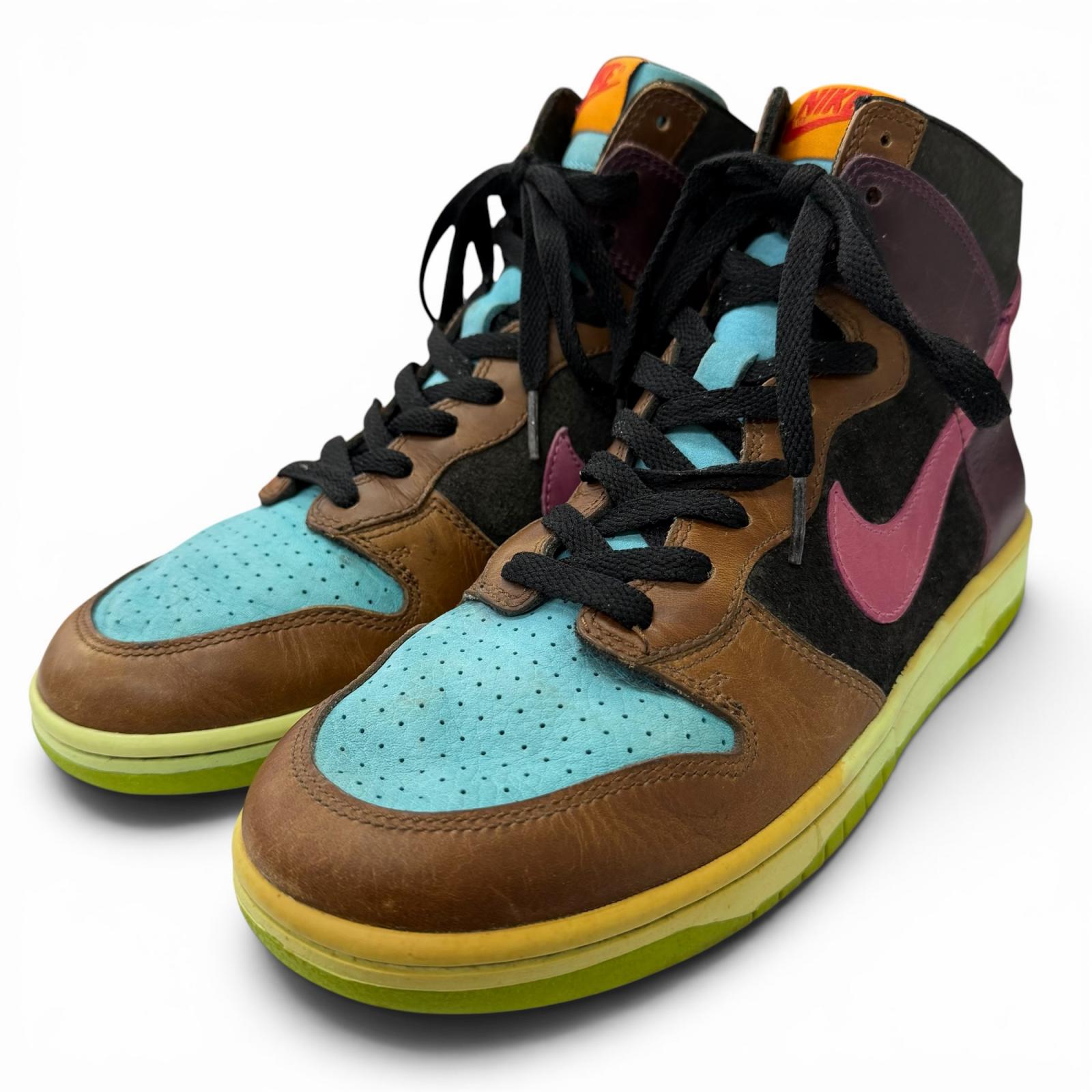 【ドンドン思いなおす】美品□UNDEFEATED NIKE アンディフィーテッド ナイキ 312205-461 DUNK HIGH NL なめし革 2005年製 ハイカットスニーカー マルチ色合い 27.5 メンズ  【中古】
