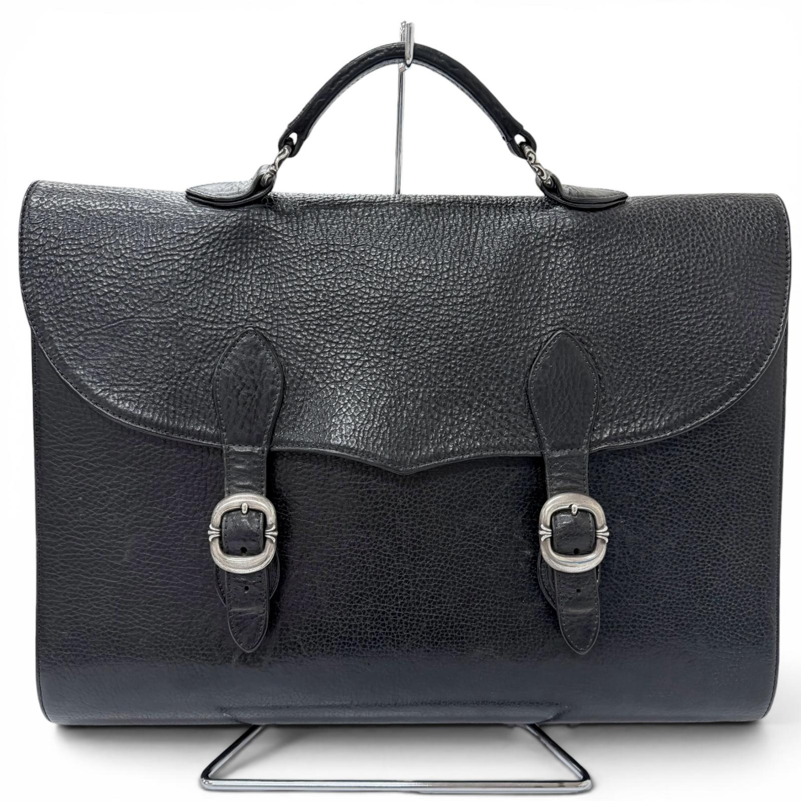美品□CHROME HEARTS クロムハーツ なめし革 構成要素SV925 ガンスリンガー CH足し加える ブリーフ容れもの ハンドバック 黒いこと 総掛け目1565g メンズ【中古】
