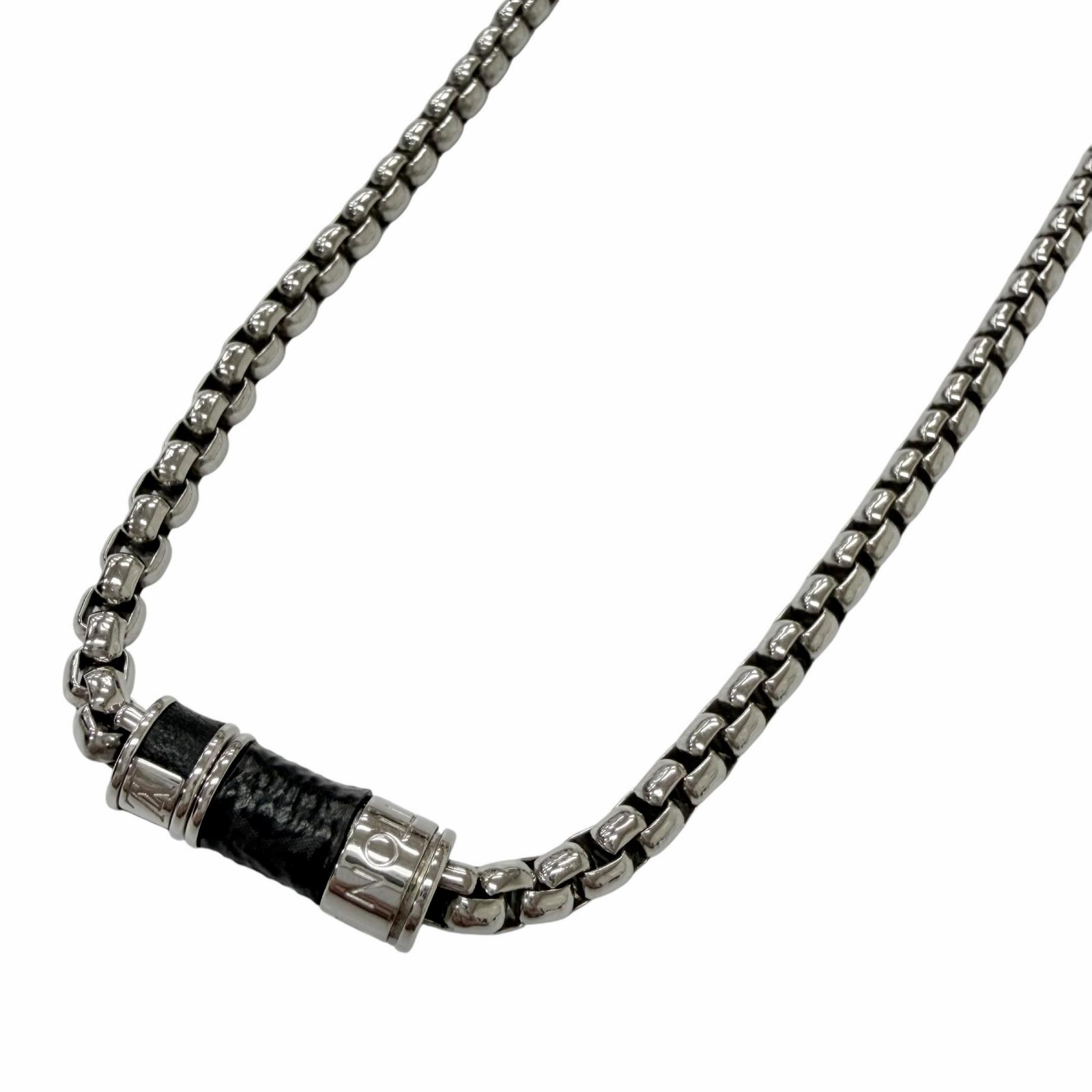 美品□LOUIS VUITTON ルイヴィトン M62588 構成要素モノグラムエクリプス コリエ チェーン店 首飾り 付属物 しろがね色 イタリア製 メンズ 【中古】