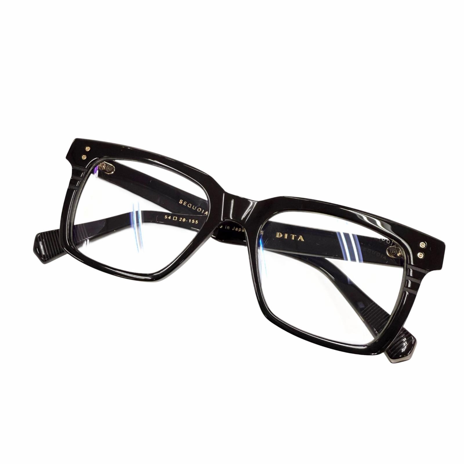 未当て嵌める品▲DITA ディータ DTX757 SEQUOIA 眼鏡 メガネ アイウェア 黒いこと ゴールド 54□20 155 示威運動水晶体 日本製 メンズ  【中古】