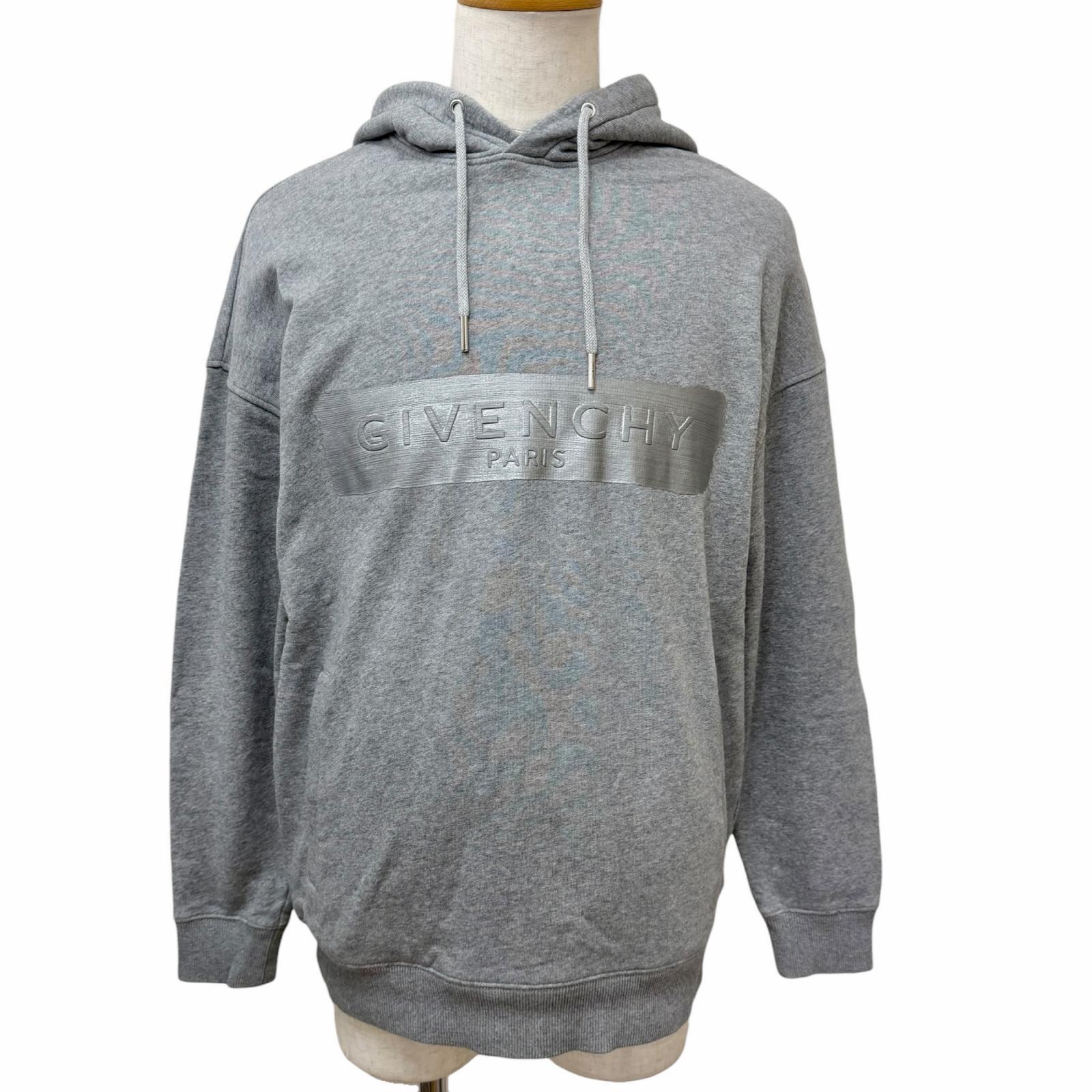 【ドンドン思いなおす】美品□GIVENCHY ジバンシィ BMJ0A230AF エンボスロゴ フーディー ティーシャツパーカー 薄墨色 S 定め事品 メンズ【中古】