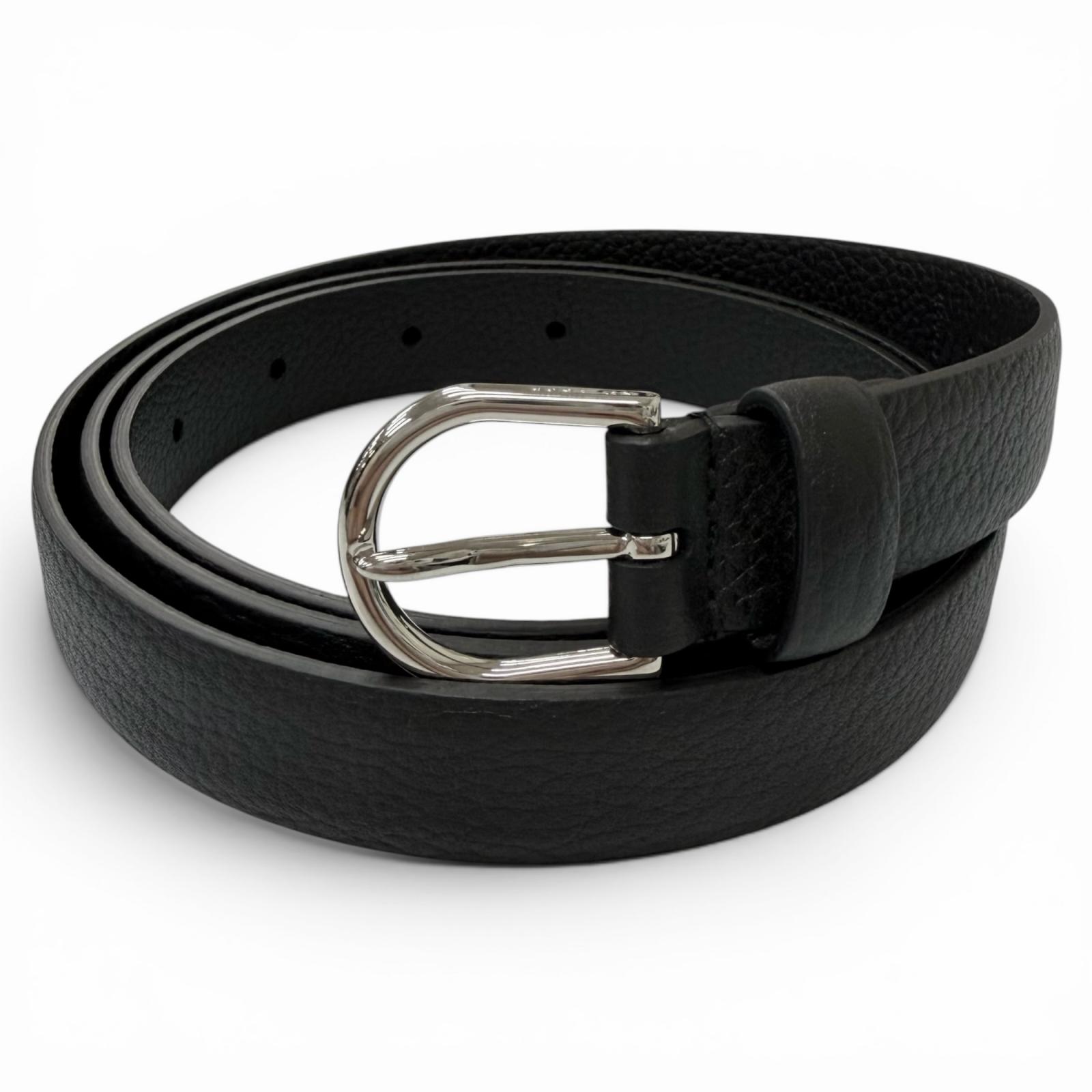 未当て嵌める品□Dunhill ダン吸血鬼 CO0917 シルバーピンバックル なめし革胴締め 黒いこと 95/38 イタリア製 メンズ オススメ◎ 【中古】