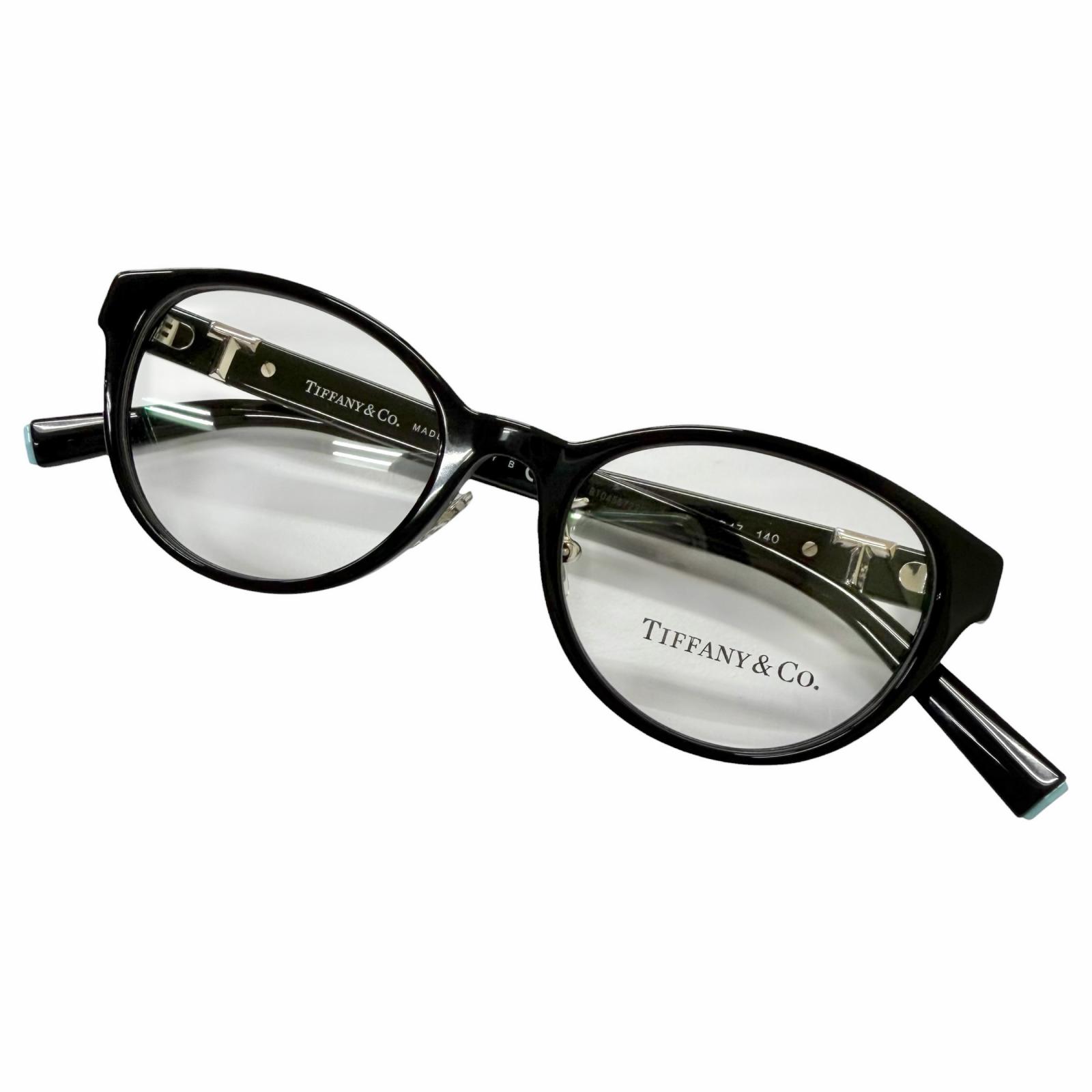 極美品□TIFFANY\u0026Co. ティファニー TF2236-D Ｔロゴテンプル 眼鏡 メガネ アイウェア 黒いこと しろがね色 48□17-140 示威運動水晶体 イタリア製 メンズ 【中古】