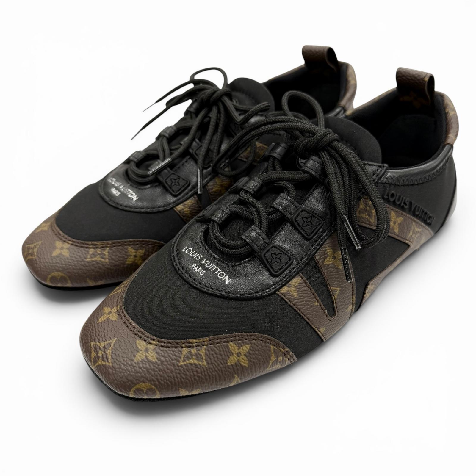 極美品◇LOUIS VUITTON ルイヴィトン 2025年製 LVスニーカリーナ モノグラム帆布 ローカットスニーカー 黒いこと 赤銅色 35 イタリア製 レディース 箱・保護すること袋付き添い人 【中古】