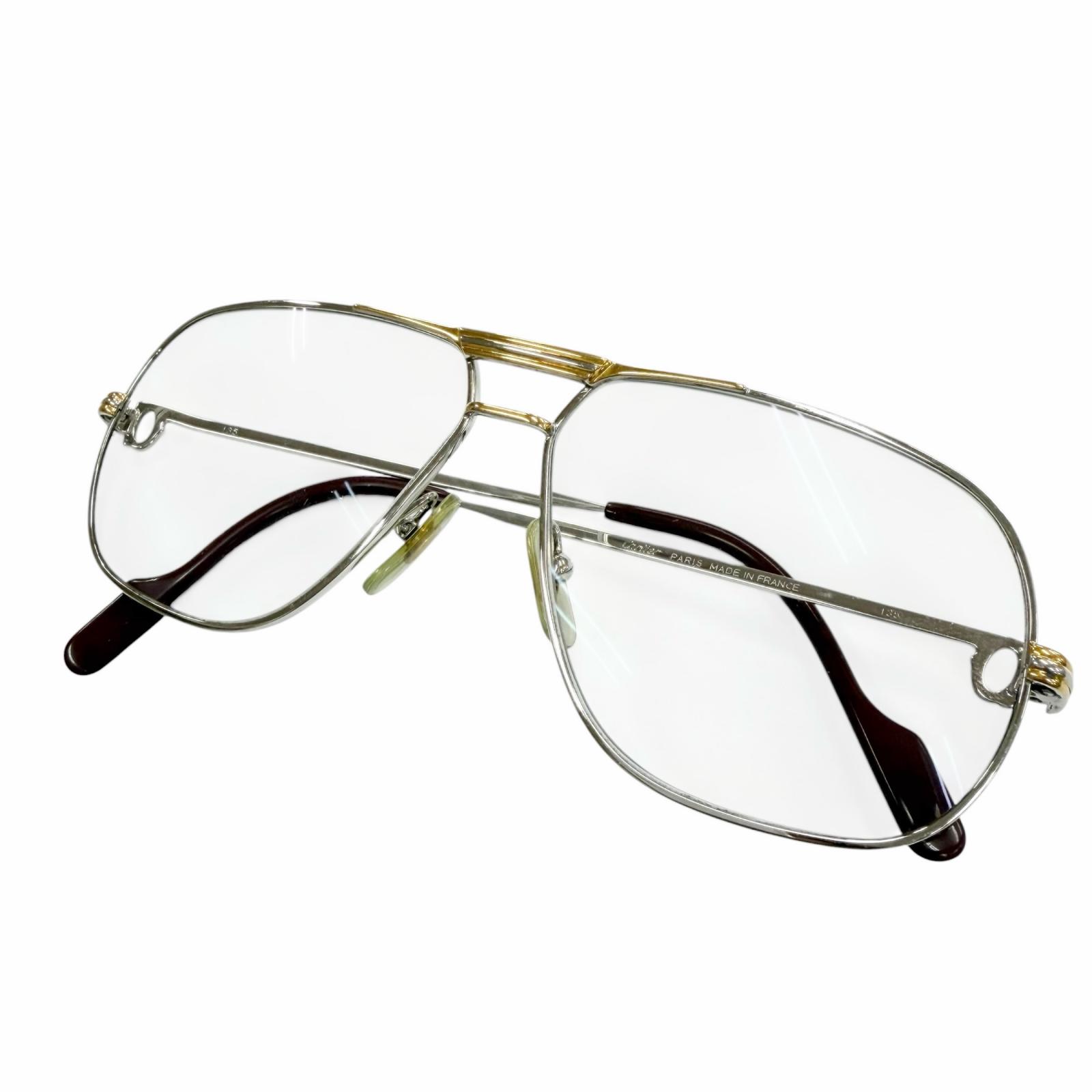 良品▼Cartier カルティエ ヴィンテージ トリニティ ツーブリッジ メガネ 眼鏡 アイウェア シルバー ゴールド ボルドー 59□12 135 度入り フランス製 メンズ 【中古】|衣類&ブランドリサイクル GREEN
