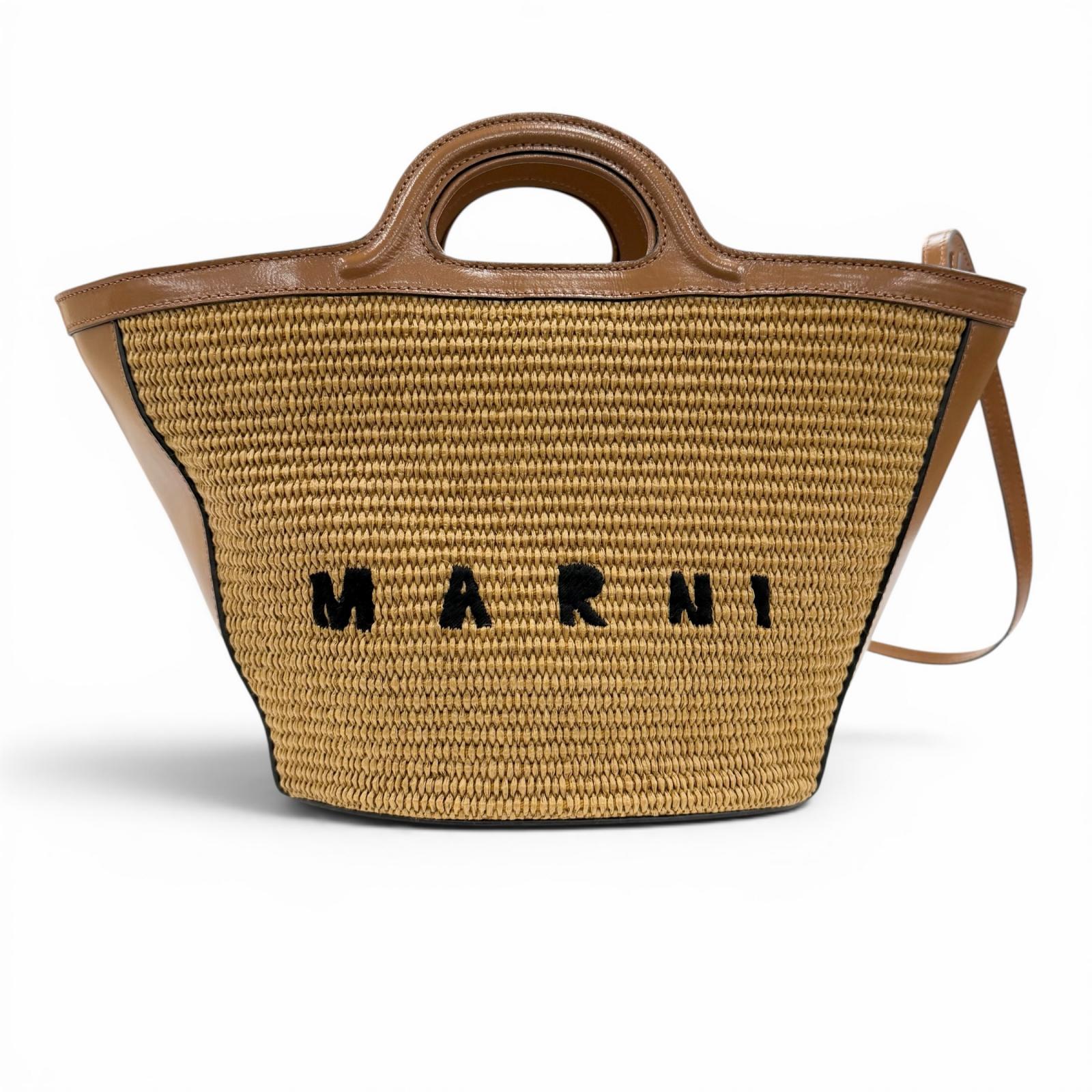 未使用品◇MARNI マルニ 2024SS BMMP0068Q0 TROPICALIA BAG SMALL ロゴ刺繍 レザー使い 2WAY ハンド ショルダーバッグ ブラウン イタリア製 レディース 保存袋付き 【中古】|衣類&ブランドリサイクル GREEN