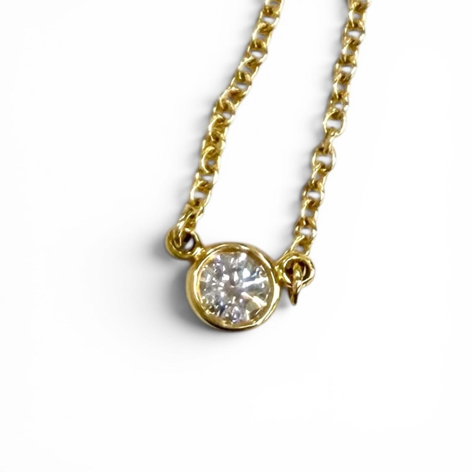 美品★TIFFANY&Co. ティファニー エルサペレッティ バイザヤード 1P ダイヤ ネックレス AU750 直径約3.80mm 約0.05ct 41cm イエローゴールド 総重量1.79g レディース 【中古】｜衣類＆ブランドリサイクル GREEN