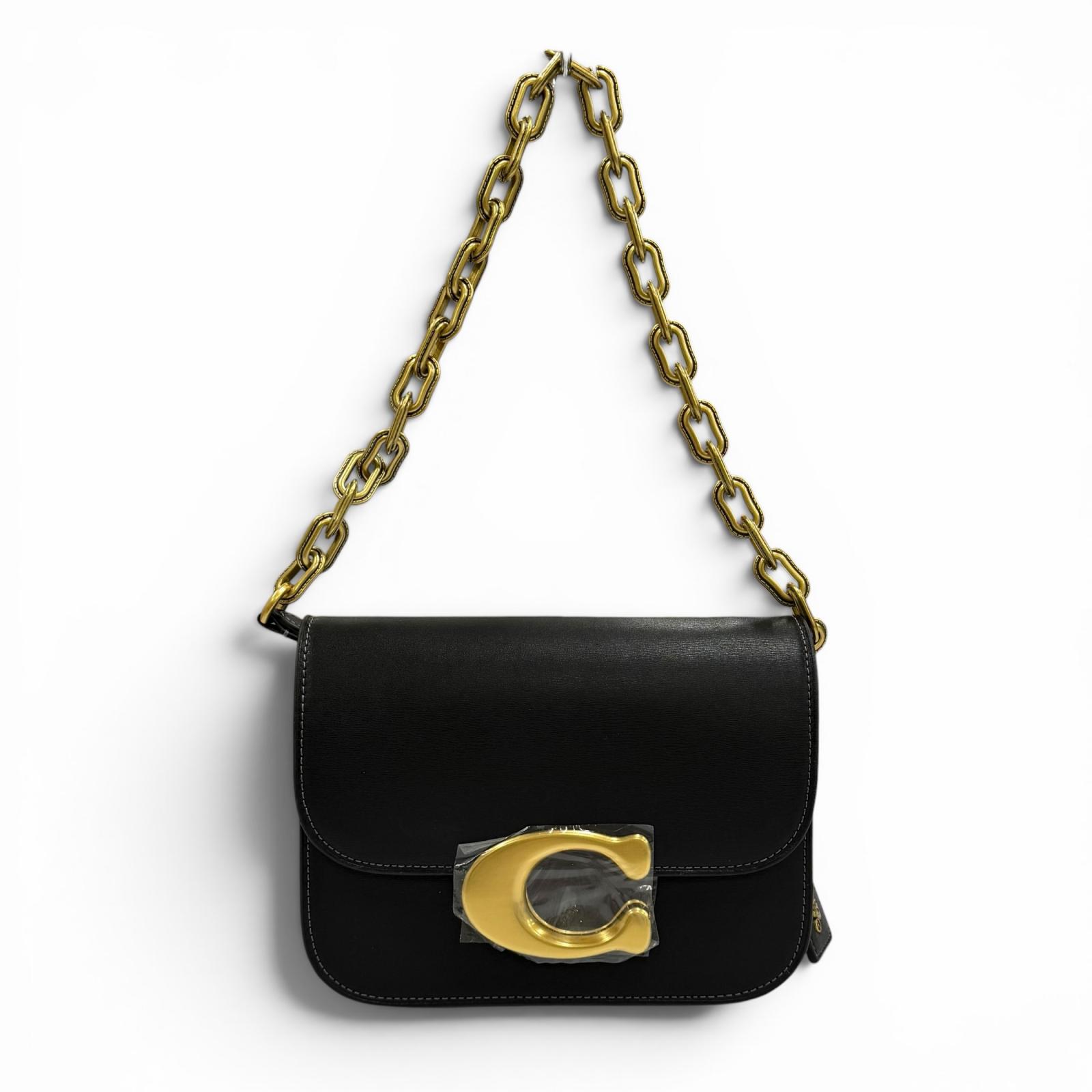 未当て嵌める品★COACH コーチ職 コマーシャル557 偶像 御徒面子 惹きつける付 Cロゴタイプ なめし革 2WAY御徒面子 チェーン店ショルダーバッグ 黒いこと レディース 保護すること袋付き添い人 【中古】