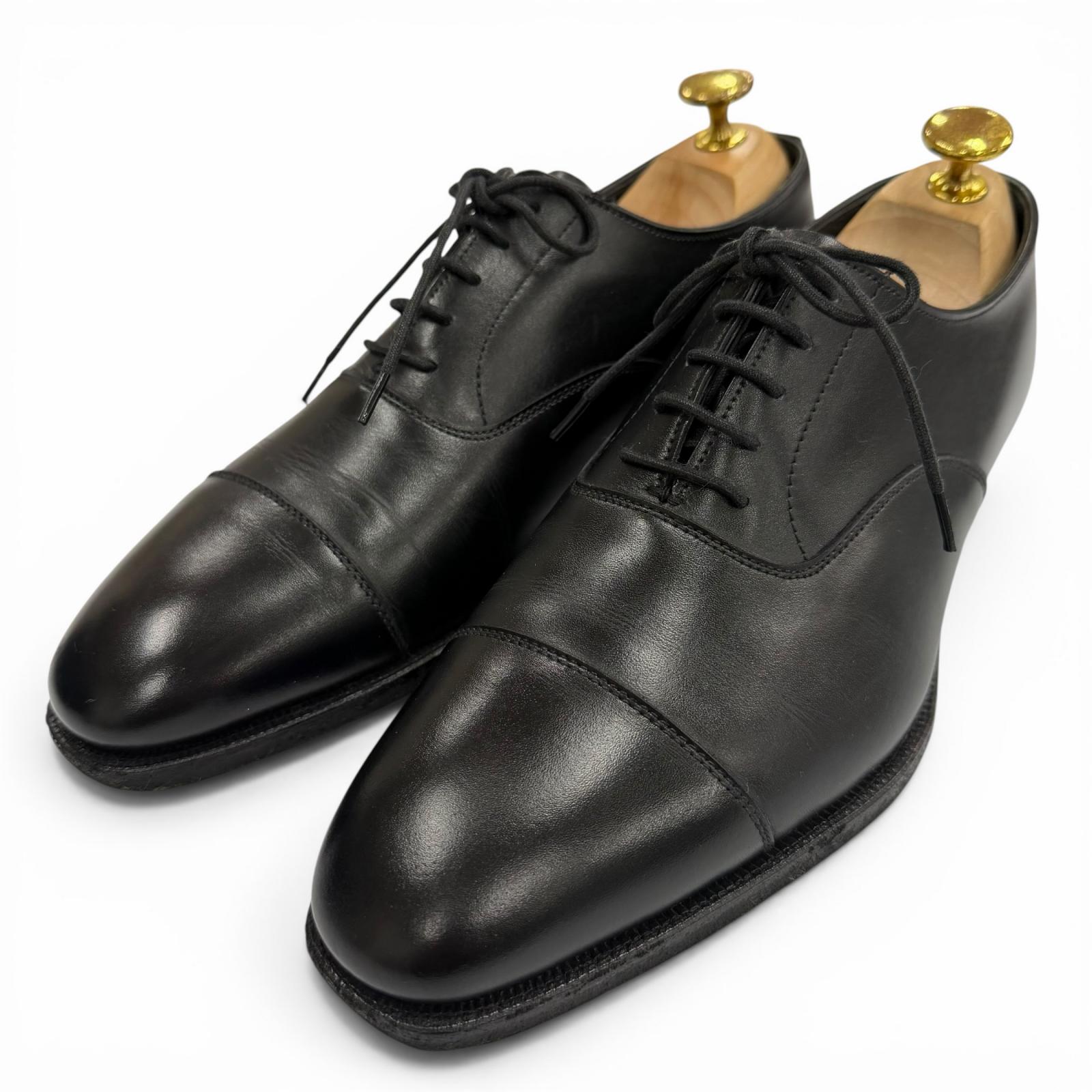 【ドンドン思いなおす】良品▼CROCKETT\u0026JONES クロケットアンドジョーンズ AUDLEY3 なめし革 引っ切り無い手当て スピード競技引きあげる 内鳥毛 なめし革シューズ 黒いこと 5.5 イングランド製 メンズ 箱・保護すること袋付き添い人 【中古】