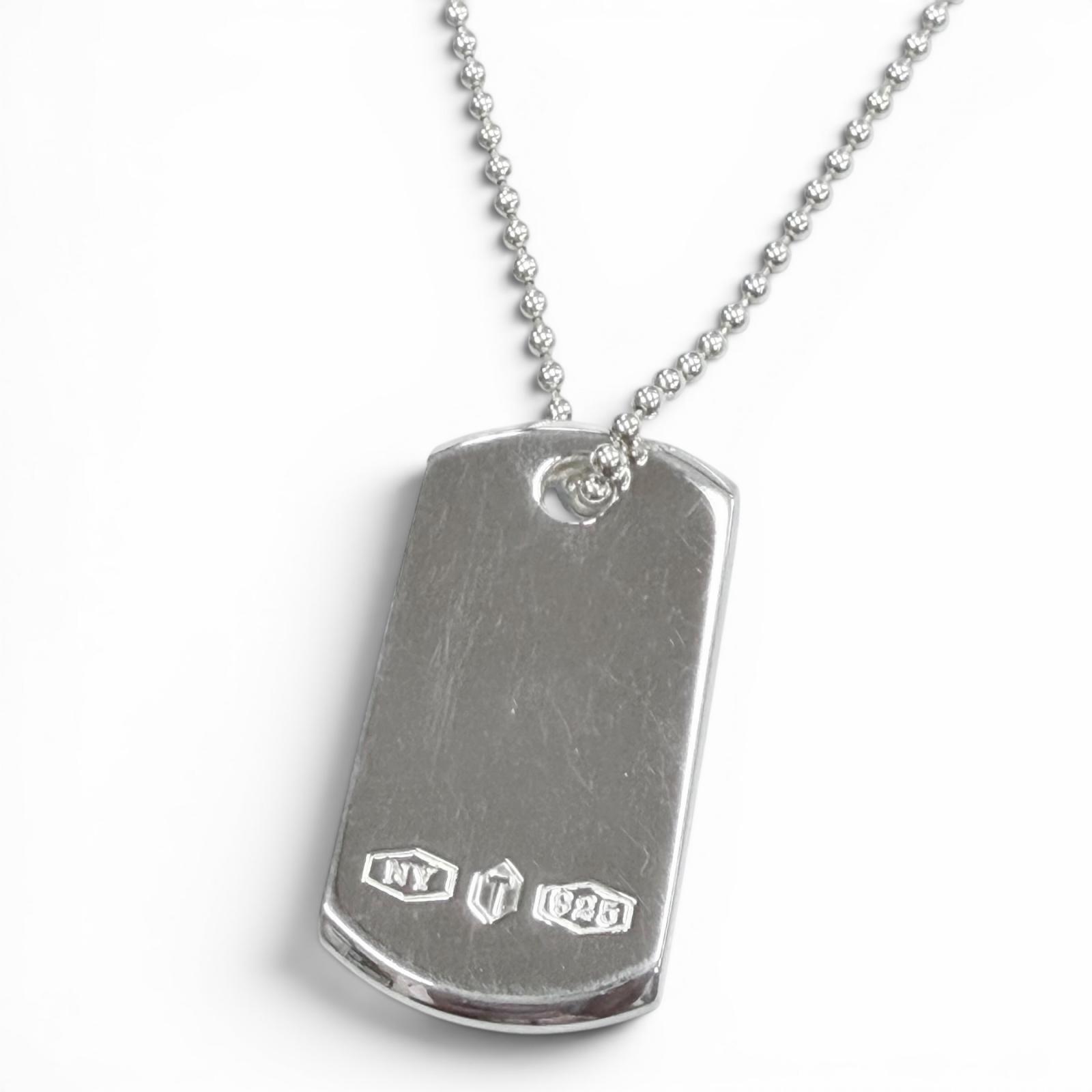 極美品▼TIFFANY\u0026Co. ティファニー メイカーズ ID引き舟シャンデリヤ AG925 付け届け品 首飾り しろがね色 総掛け目24.0g メンズ レディース 佩び物箱・保護すること袋付き添い人 【中古】