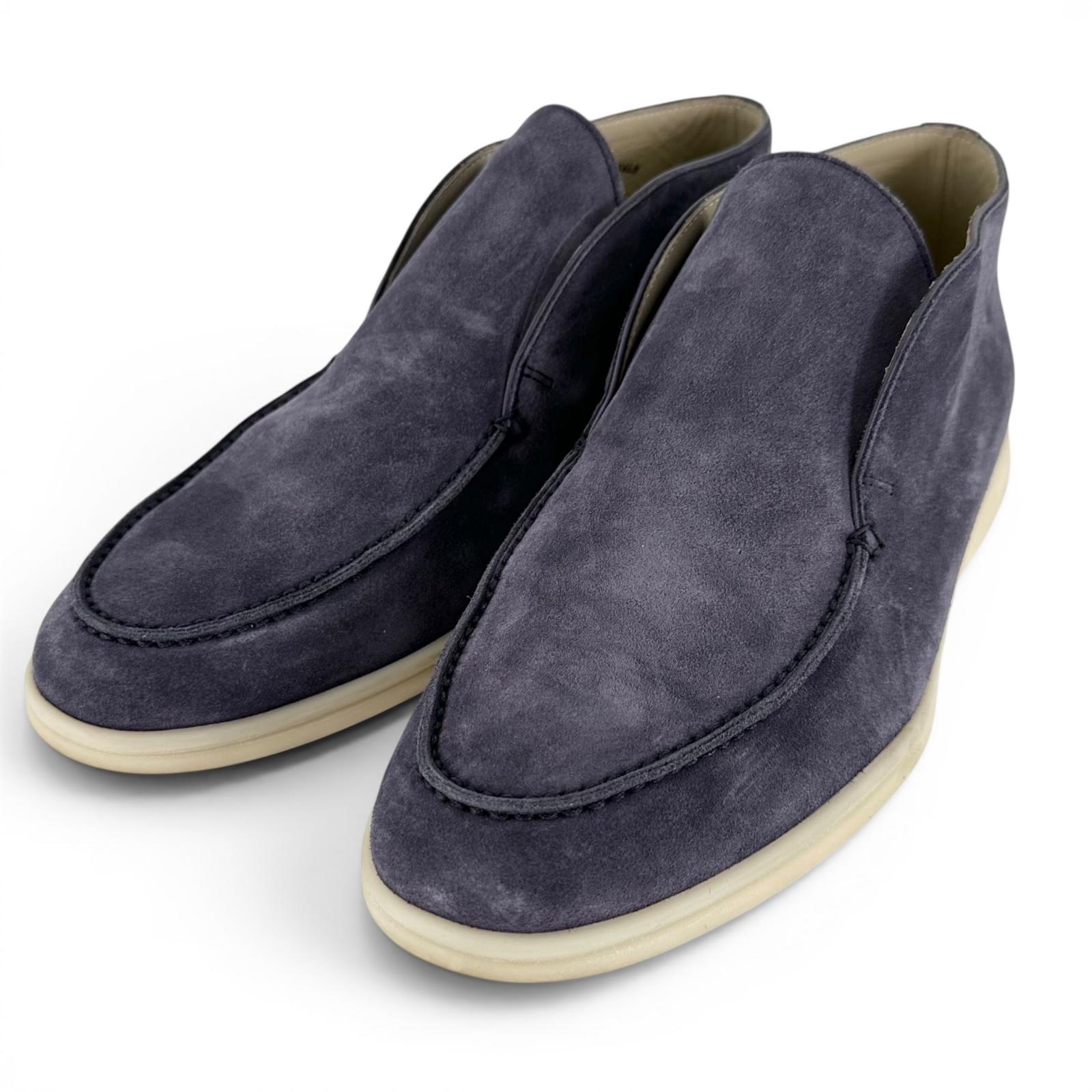 極美品▲Loro Piana ロロピアーナ 52628L OPEN WALK 明けっ広げ ウォーク スウェードレザー アンクルブーツ パープル 40.5 イタリア製 メンズ 【中古】