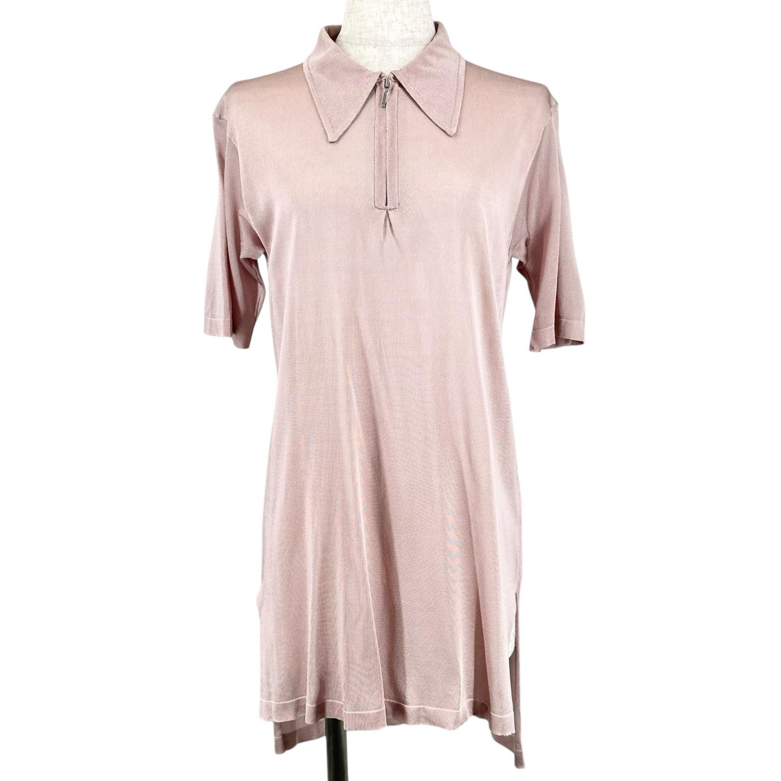 極美品▲Maison Margiela 1 メゾンマルジェラ1 23SS S51GL0042 ハーフジップ 半袖スポーツシャツ サクラ色 S ルーマニア製 置き目品 レディース 【中古】