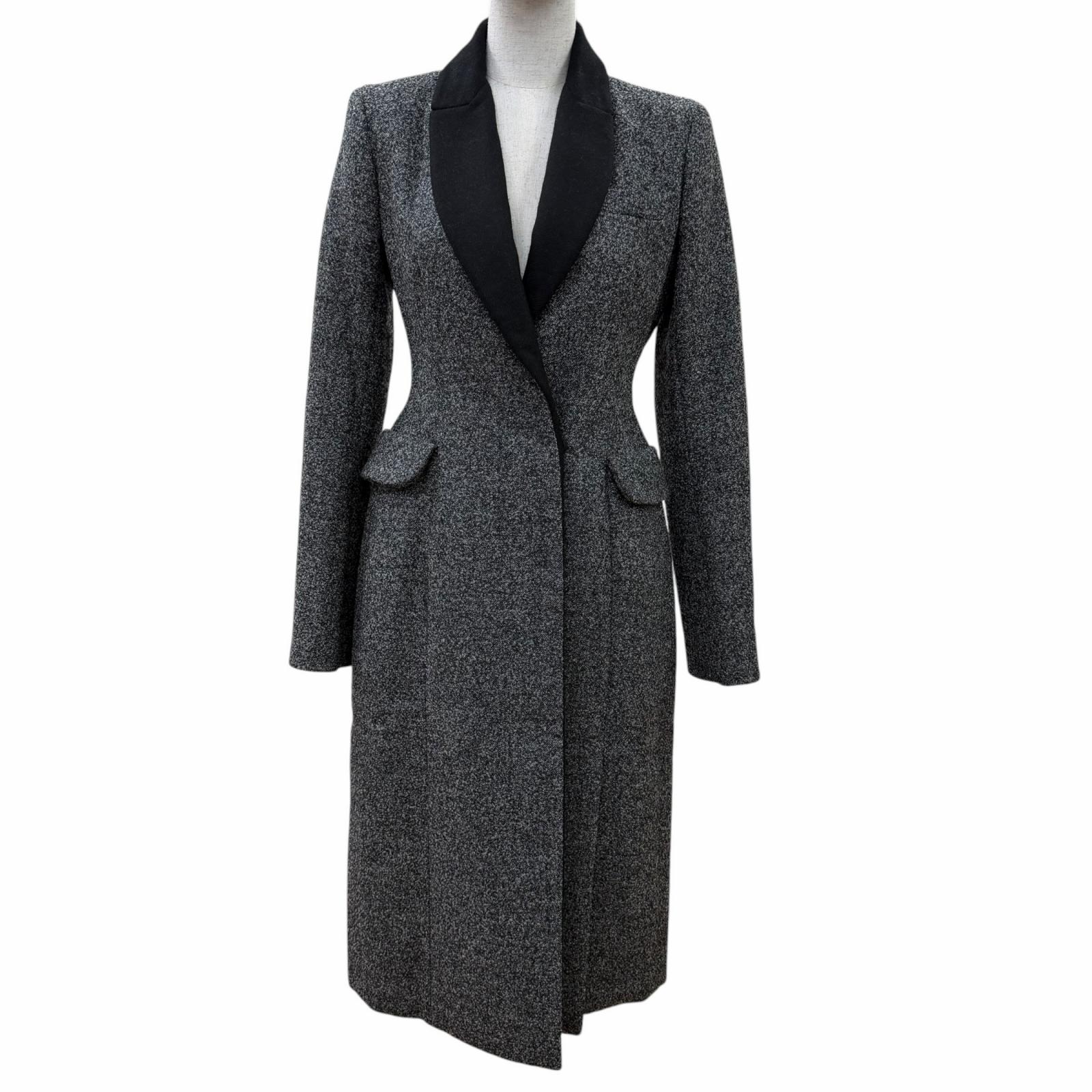 美品☆Christian Dior ディオール 3H21834A1110 アンゴラ・カシミール混 ラフ・シモンズ期 赤ちょうちん影ぼうし 厚地の外套 薄墨色 38 フランス共和国製 置き目品 レディース 【中古】