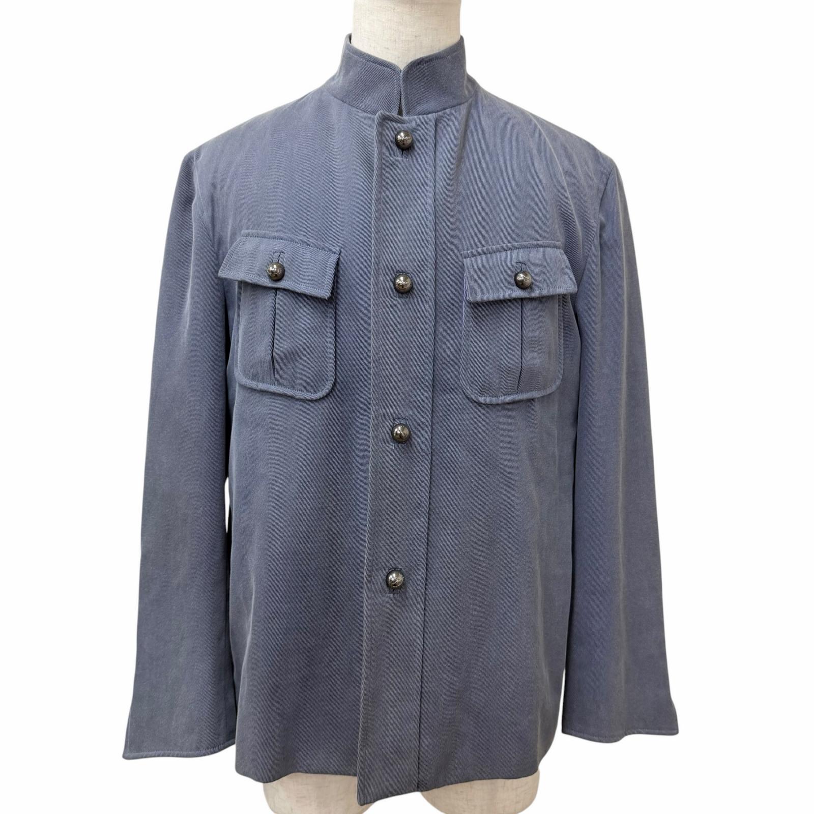 美品□ARNYS PARIS アルニス ヴィンテージ 綿織物 カシミール ロゴタイプ名取り草 照明ランプ色合い サファリ上衣 青色薄墨色 52 フランス共和国製 置き目品 メンズ 【中古】
