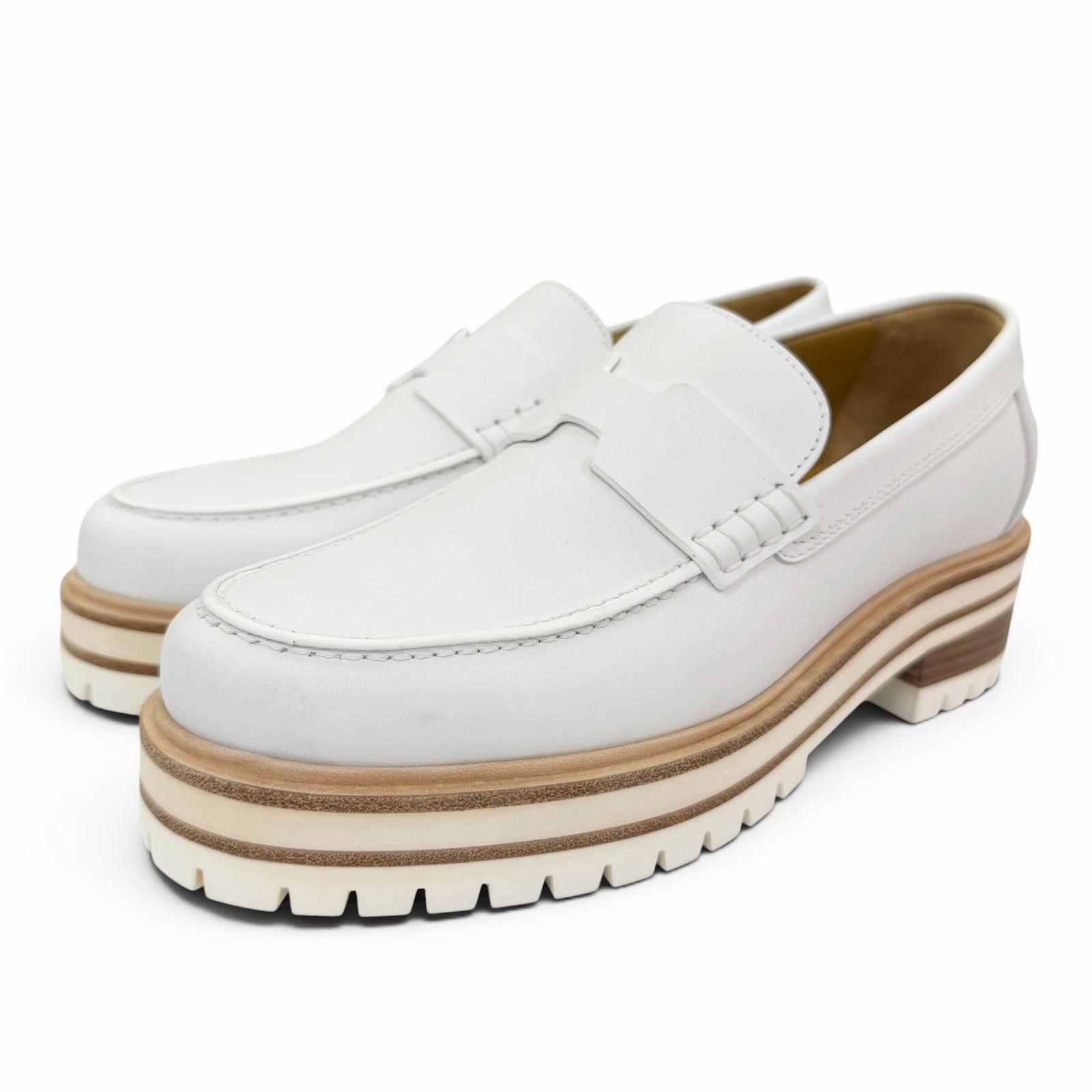 未当て嵌める品☆HERMES エルメス BR241141Z アイビー モカシン なめし革 置き目毛皮 白いこと 36.5 イタリア製 レディース 箱・保護すること袋付き添い人 【中古】