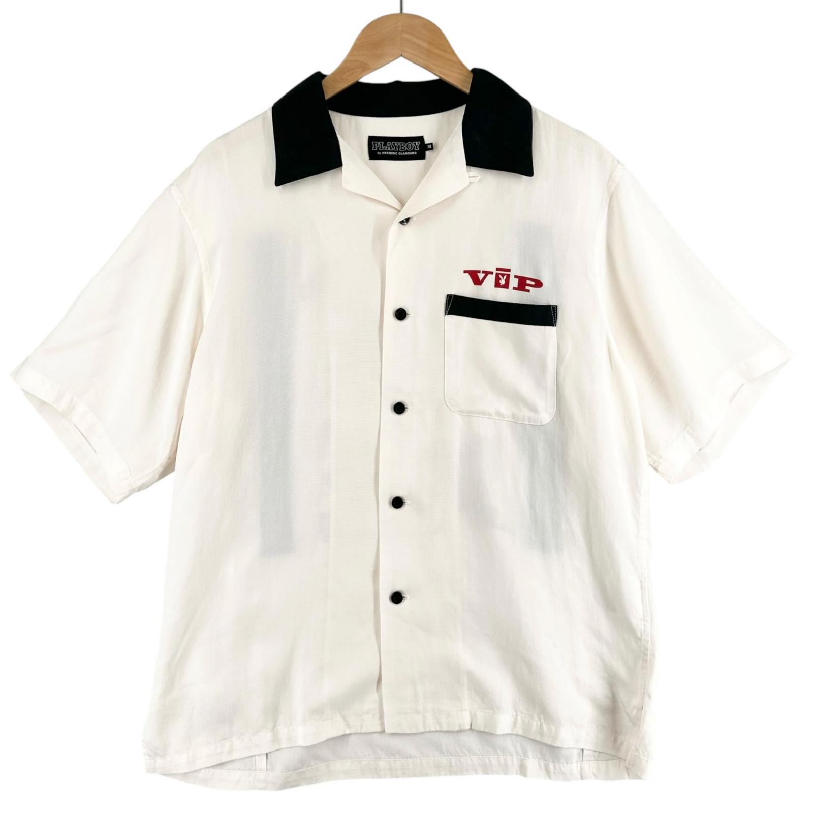 美品▲HYSTERIC GLAMOUR ヒステリックグラマー PLAYBOY プレイボーイ 02222AH05 ボウリングシャツ 半袖シャツ アイボリー M 日本製 正規品 メンズ 【中古】｜衣類＆ブランドリサイクル GREEN