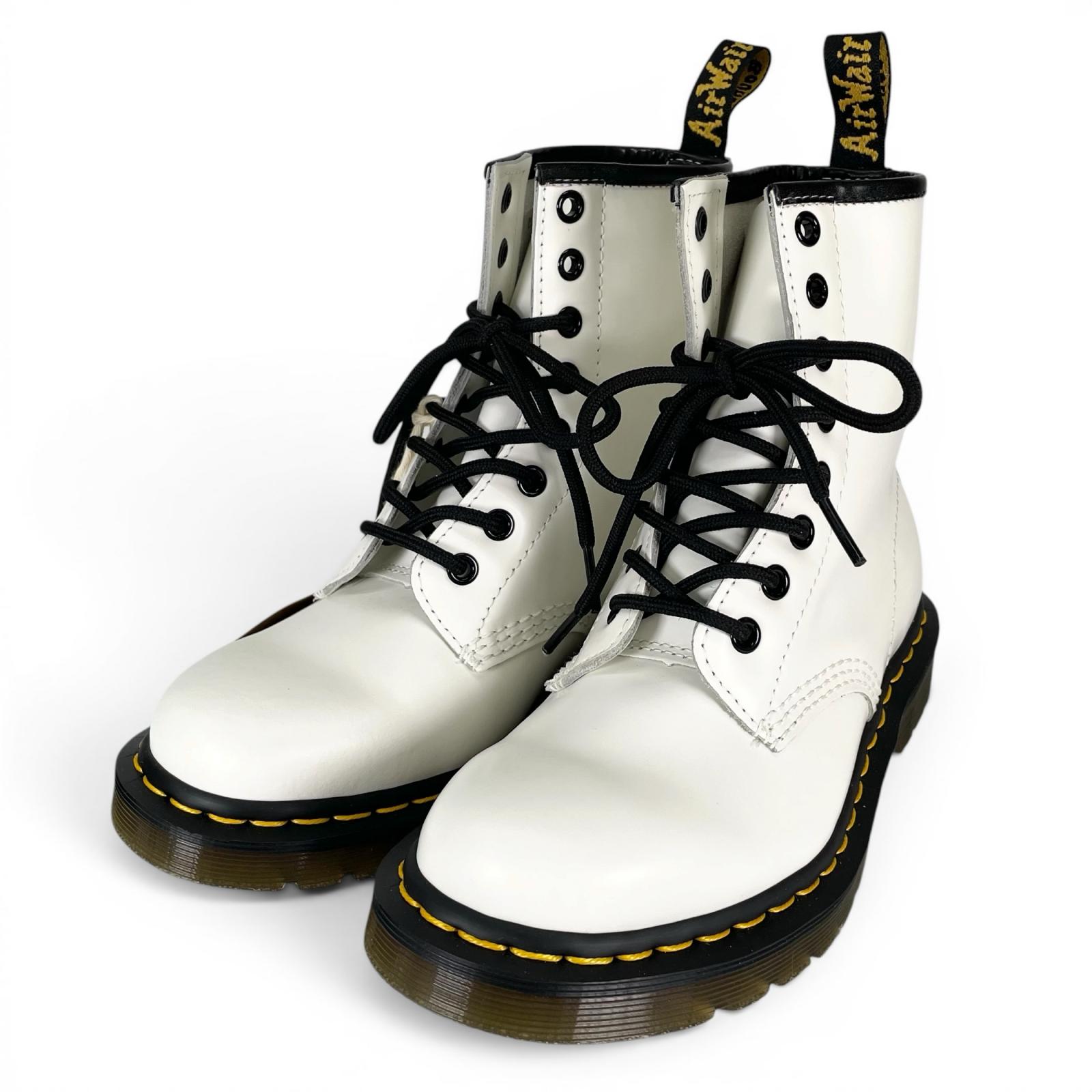 未使用品▲Dr.Martens ドクターマーチン 11822100 1460 イエローステッチ 8ホール ブーツ ホワイト ブラック UK4 レディース 箱付き 【中古】|衣類&ブランドリサイクル GREEN