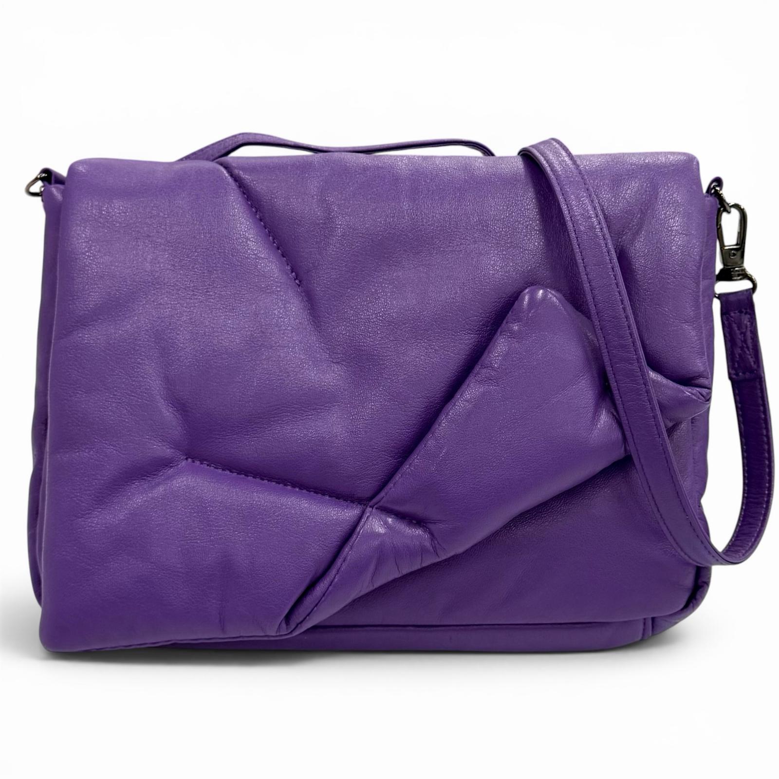 極美品★discord Yohji Yamamoto ディスコード ヨウジヤマモト DZ-I07-709 FLUFFY レザー ショルダーバッグ パープル 日本製 正規品 レディース 【中古】｜衣類＆ブランドリサイクル GREEN