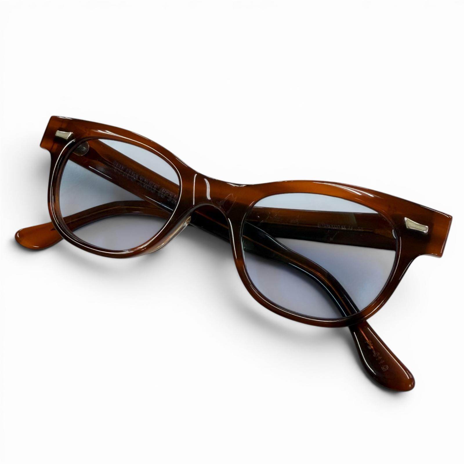 極美品▼JULIUS TART OPTICAL ジュリアスタートオプティカル COUNTDOWN マーブル柄 アイウェア サングラス クリアブラウン レンズ:ブルー 44 22 日本製 メンズ 箱付き 【中古】|衣類&ブランドリサイクル GREEN