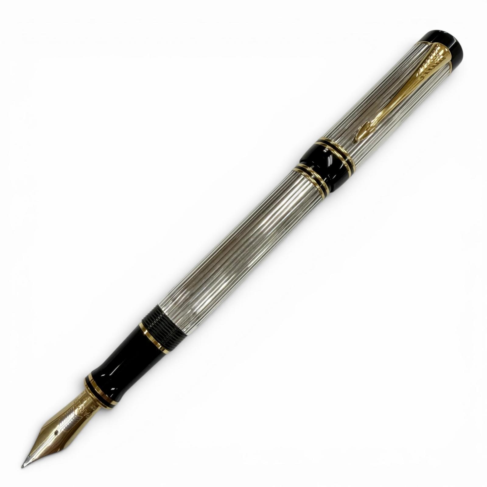 美品▼PARKER パーカー デュオフォールド センテニアル ペン先18K Fニブ 万年筆 シルバー ゴールド ブラック メンズ 【中古】｜衣類＆ブランドリサイクル GREEN