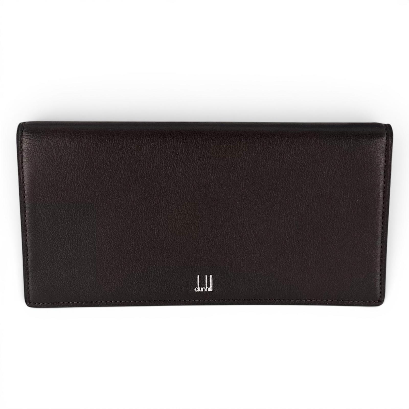 未使用品▲Dunhill ダンヒル カーフレザー ロゴ入り 二つ折り レザーウォレット 札入れ 長財布 ダークブラウン フランス製 メンズ 箱付き 【中古】｜衣類＆ブランドリサイクル GREEN