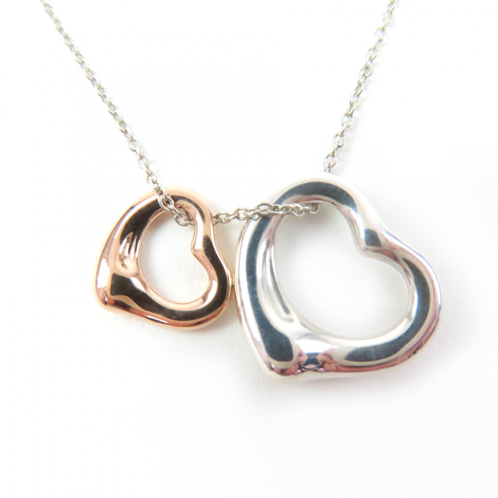 極美品☆TIFFANY&Co. ティファニー エルサペレッティ オープン ハート ペンダント AG925 750(K18PG) コンビ シルバー ローズゴールド 重量4.0g レディース 保存袋付き 【中古】|衣類&ブランドリサイクル GREEN