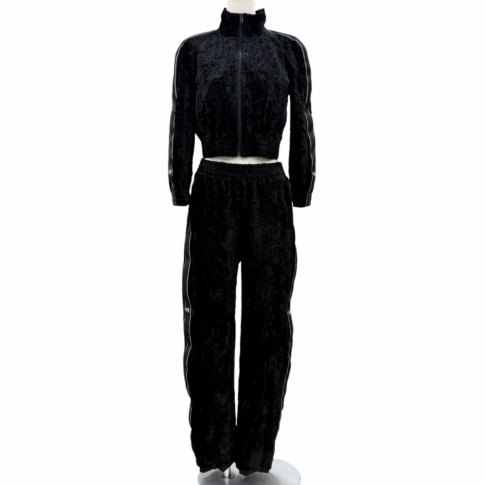 極美品◇Alexander Wang アレキサンダーワン 4WC1252116/4WC1254415 ベロア クロップドジャケット セットアップ ブラック ジャケットS/パンツXS 正規品 レディース 【中古】｜衣類＆ブランドリサイクル GREEN